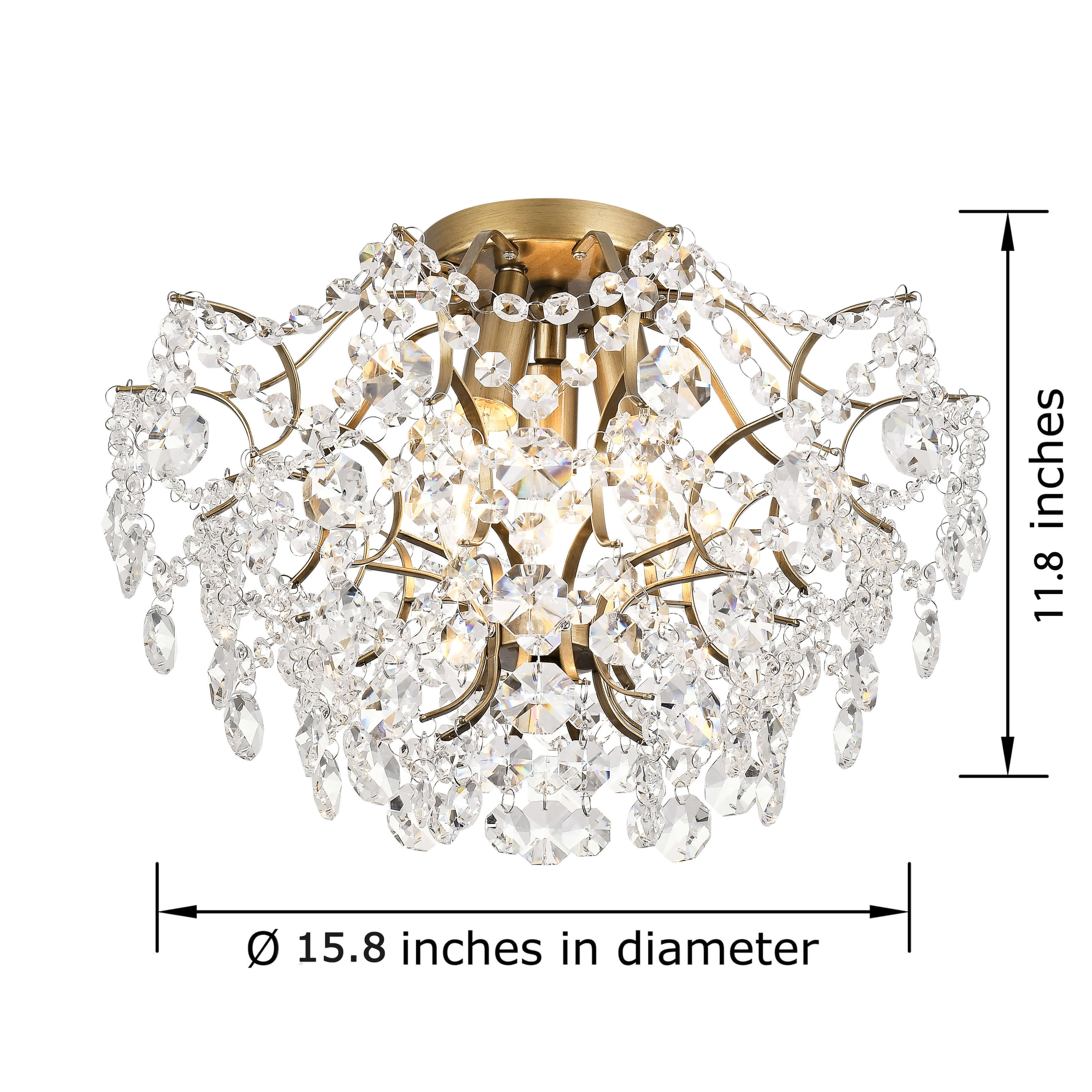 Dalia Indoor 3-light Crystal Flush Mount in Brushed Brass Finish LJ-0015-BHZ