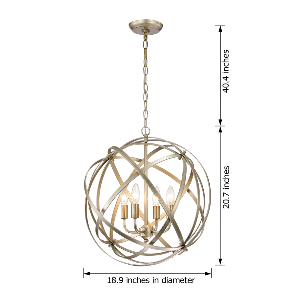 Benita Light Gold with Bronze Tone Metal Large Orb 4-light Chandelier LJ-0321-CCQ