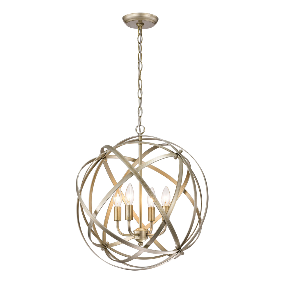 Benita Light Gold with Bronze Tone Metal Large Orb 4-light Chandelier LJ-0321-CCQ