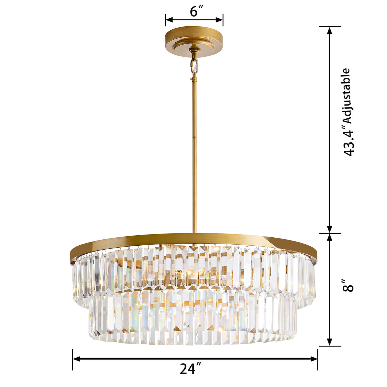 Clarisa 6-light Glam Crystal Glass Prism Drum Tiered Chandelier LJ-0464-JYR