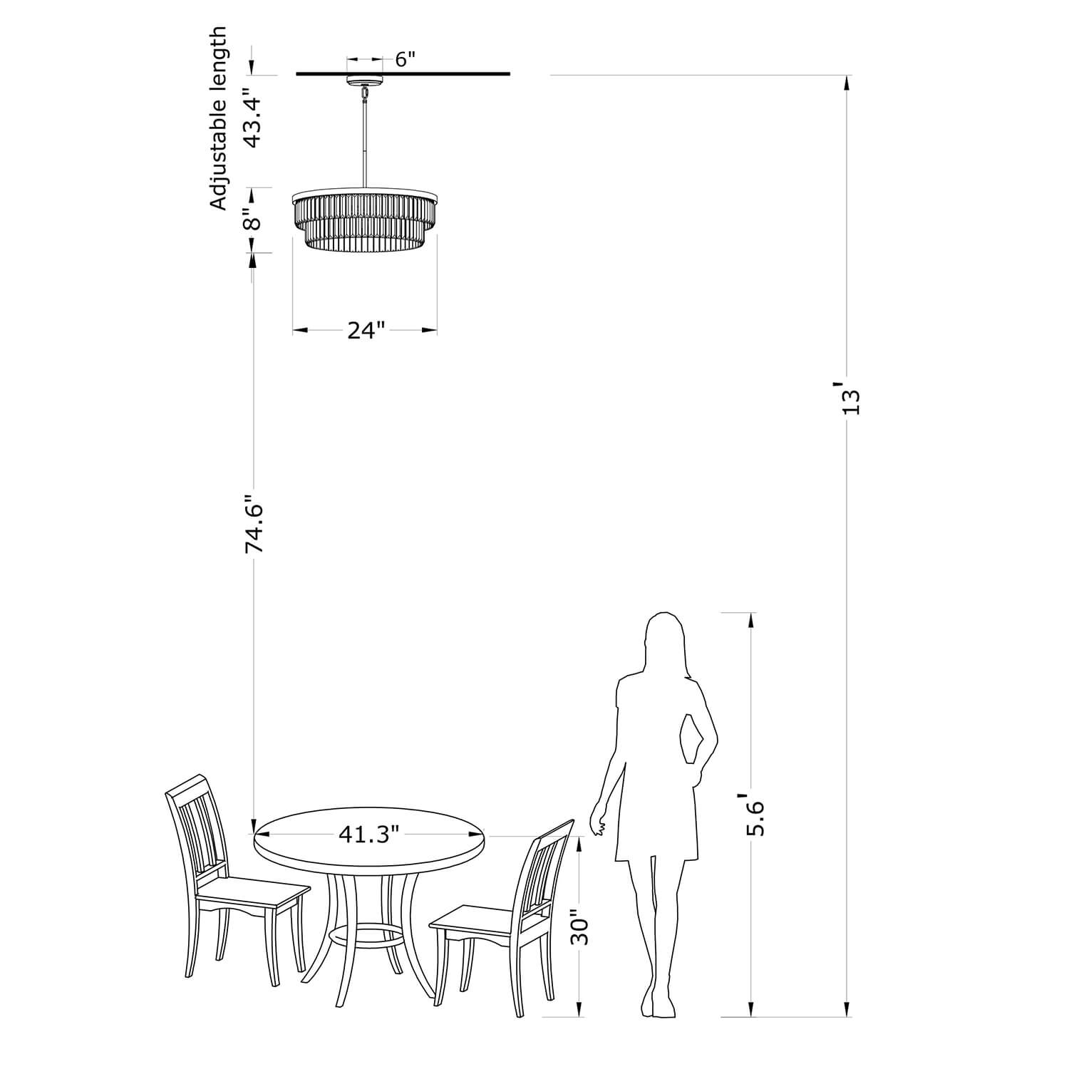 Clarisa 6-light Glam Crystal Glass Prism Drum Tiered Chandelier LJ-0464-JYR