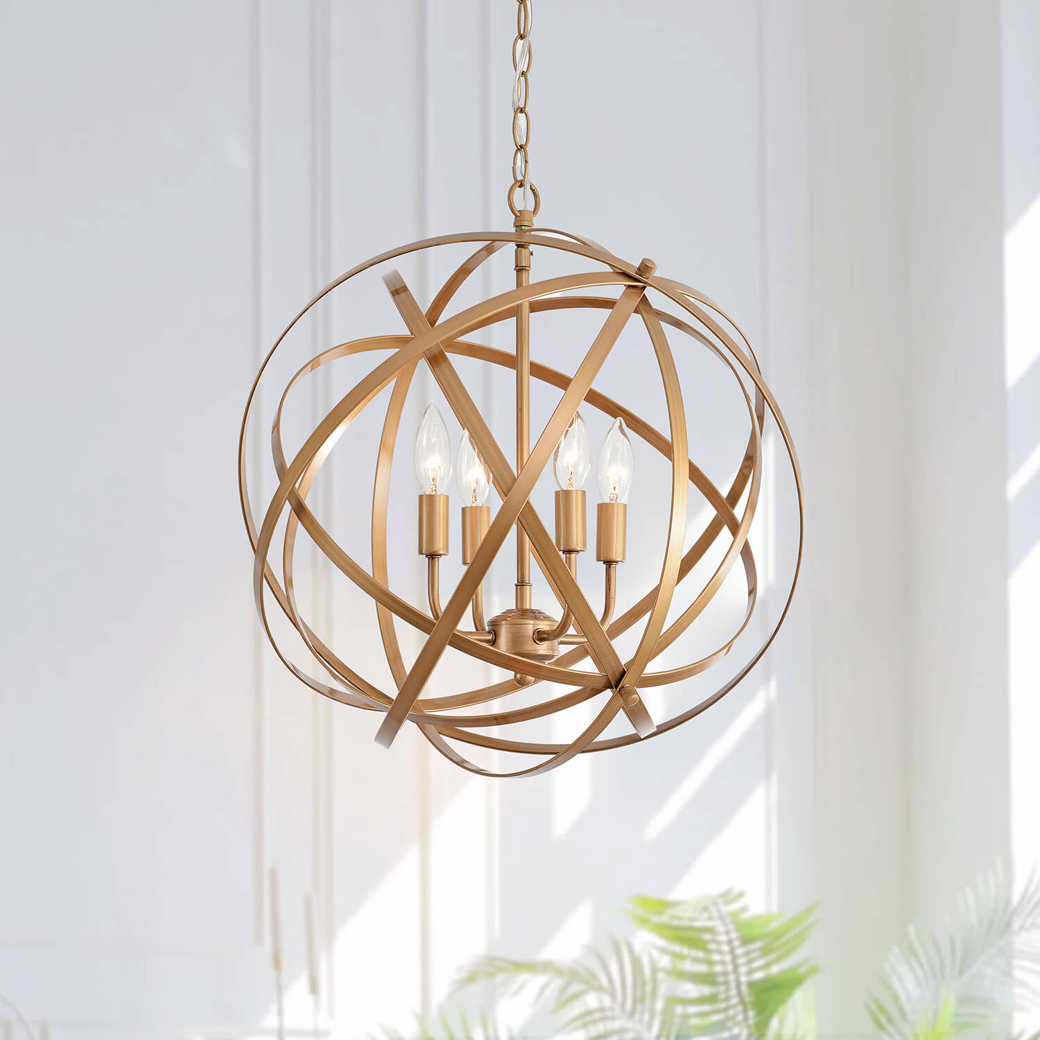 Benita Metal Large Orb 4-light Chandelier - Brushed Brass LJ-1022-GLLT