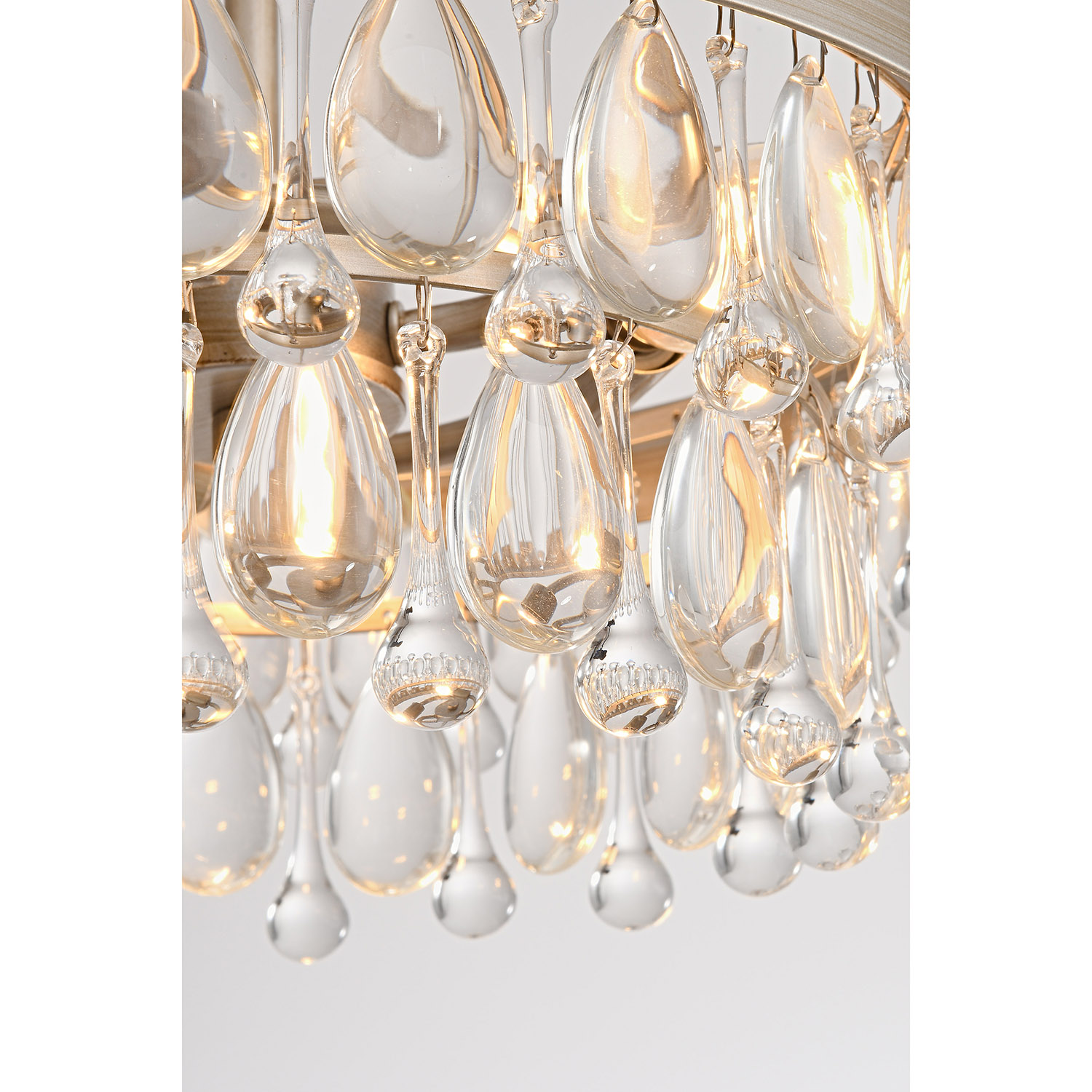 3-light 13" Crystal Teardrop Brushed Champagne Silver Chandelier LJ-1024-UFH