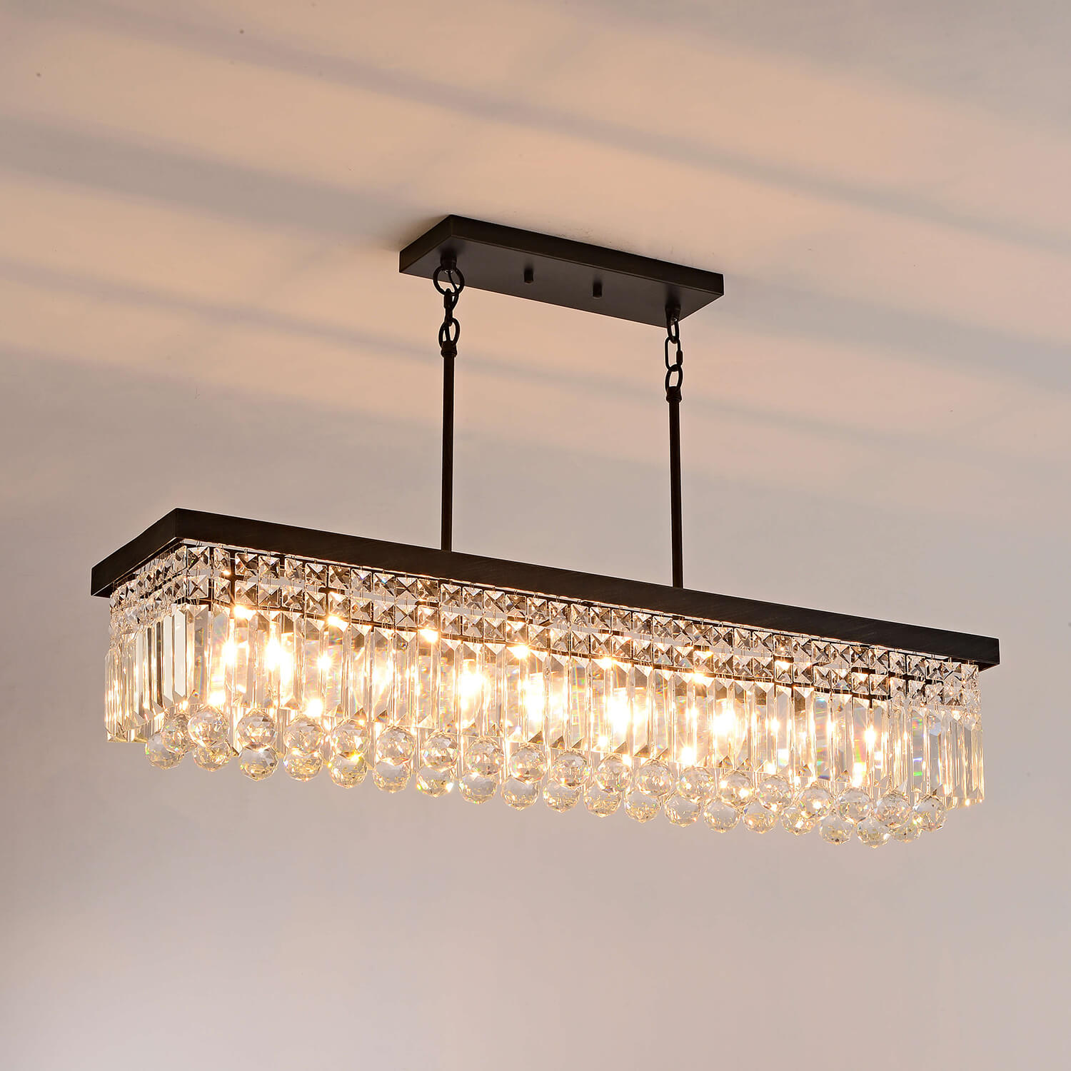 Gisela 8-light Antique Black Rectangle Crystal Chandelier LJ-1321-EBC