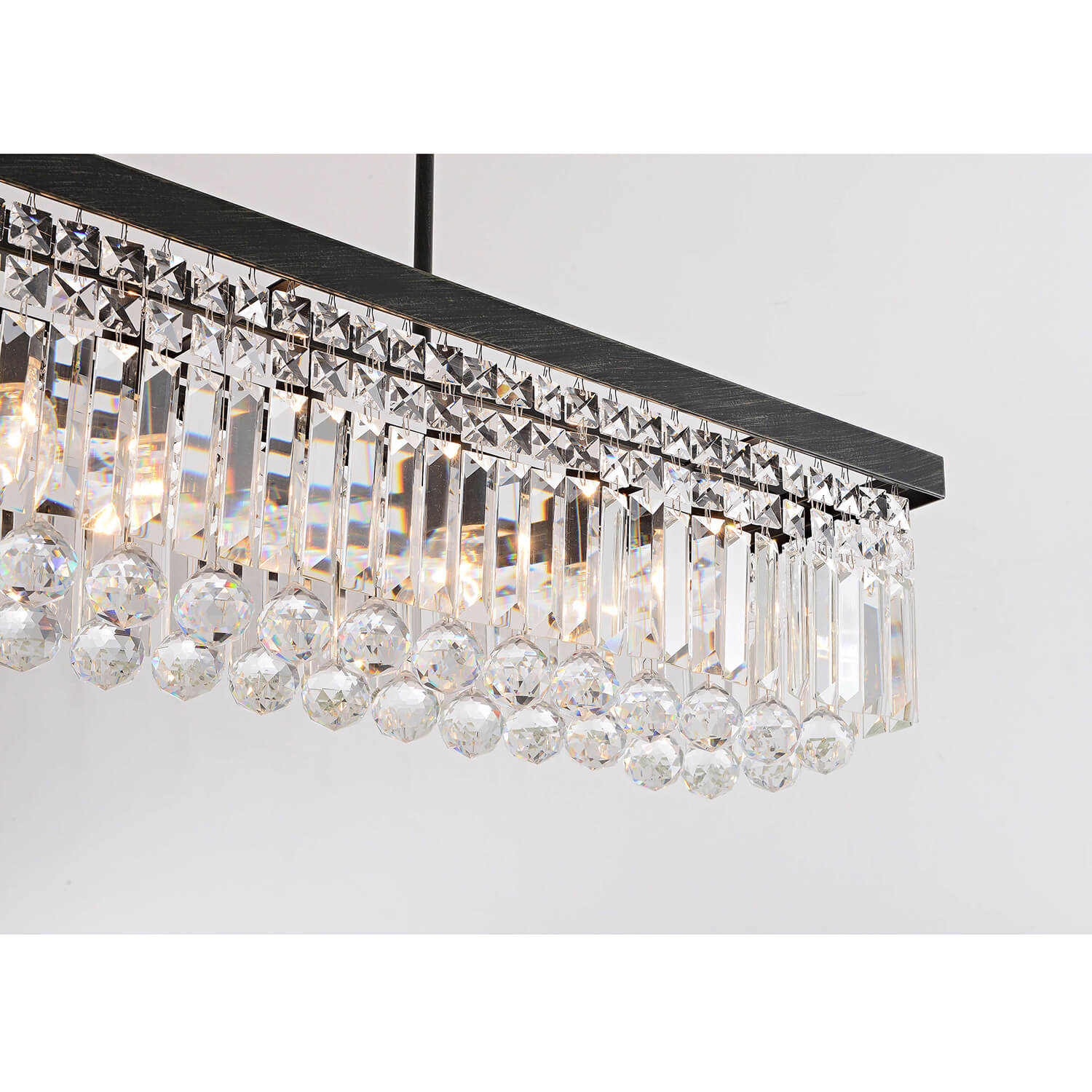 Gisela 8-light Antique Black Rectangle Crystal Chandelier LJ-1321-EBC