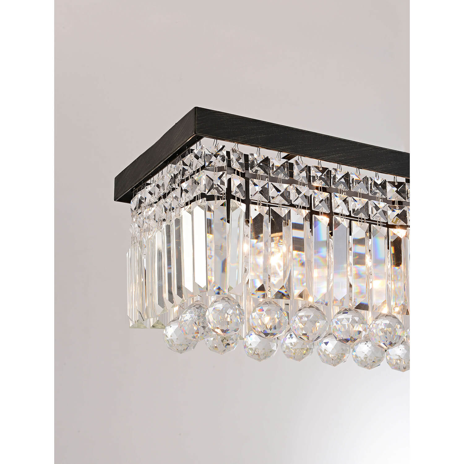 Gisela 8-light Antique Black Rectangle Crystal Chandelier LJ-1321-EBC