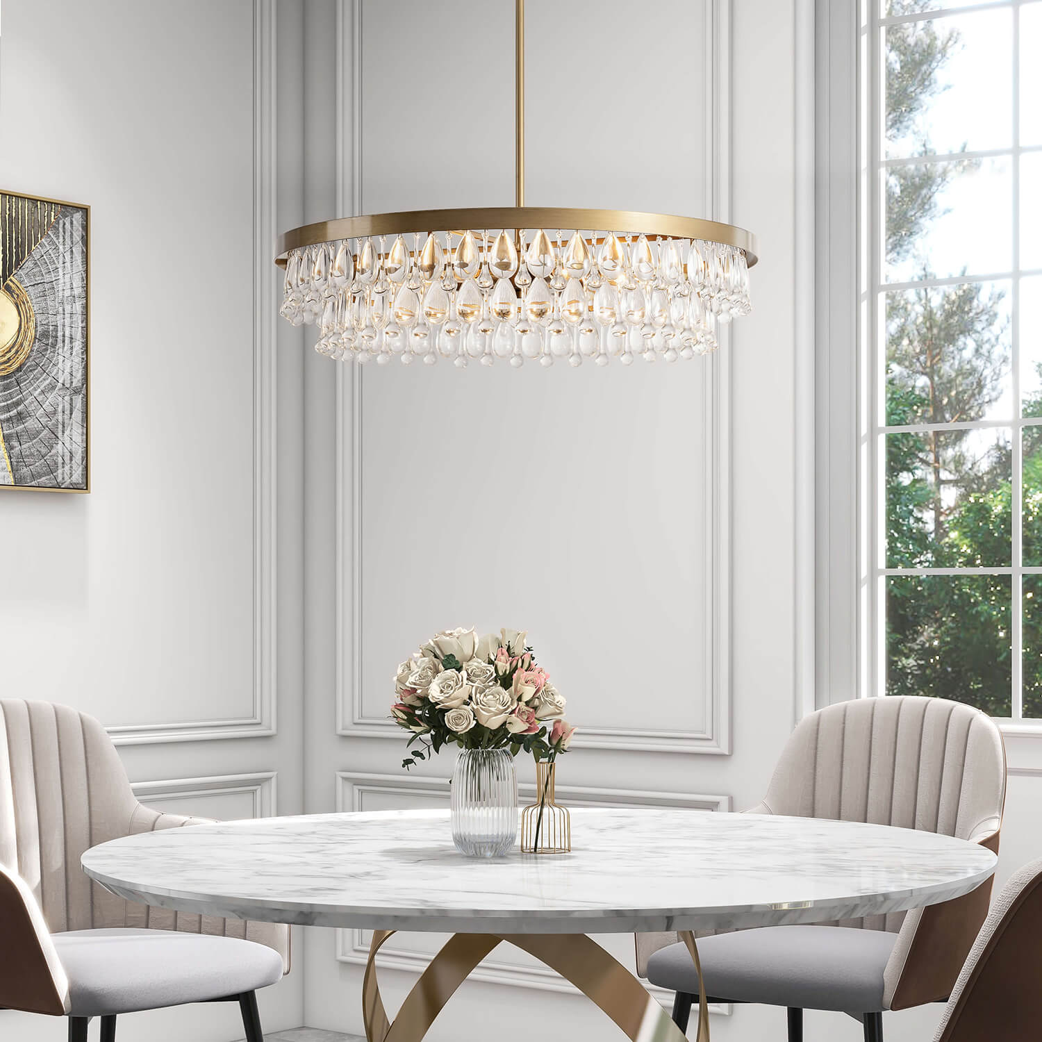 Viviana Crystal 6-light Chandelier LJ-1648-NHW