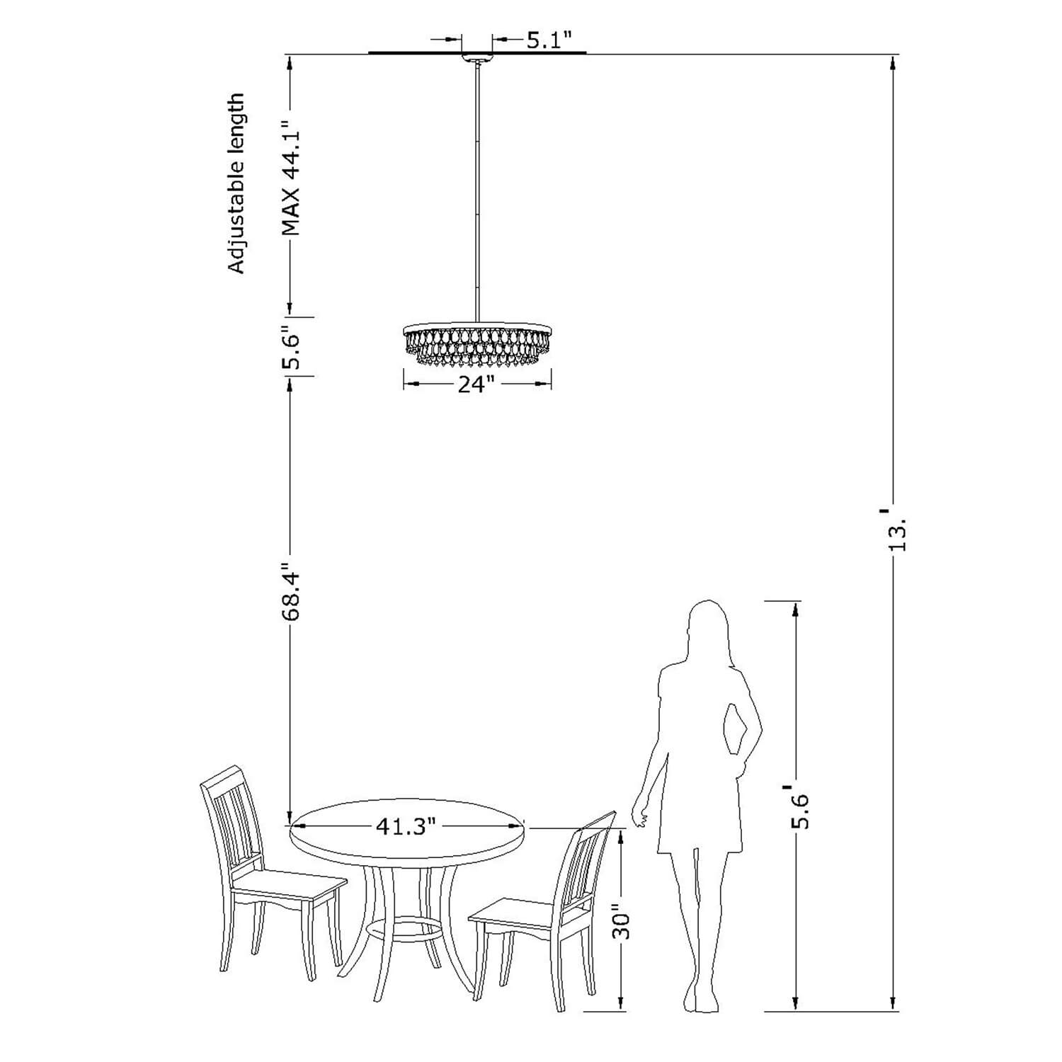 Viviana Crystal 6-light Chandelier LJ-1648-NHW