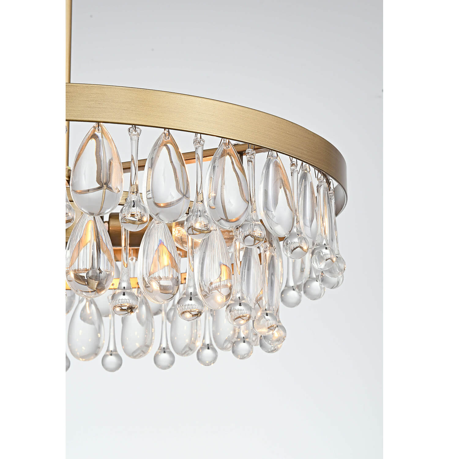 Viviana Brushed Brass 4-light Crystal Teardrop Round Chandelier LJ-1882-TUK