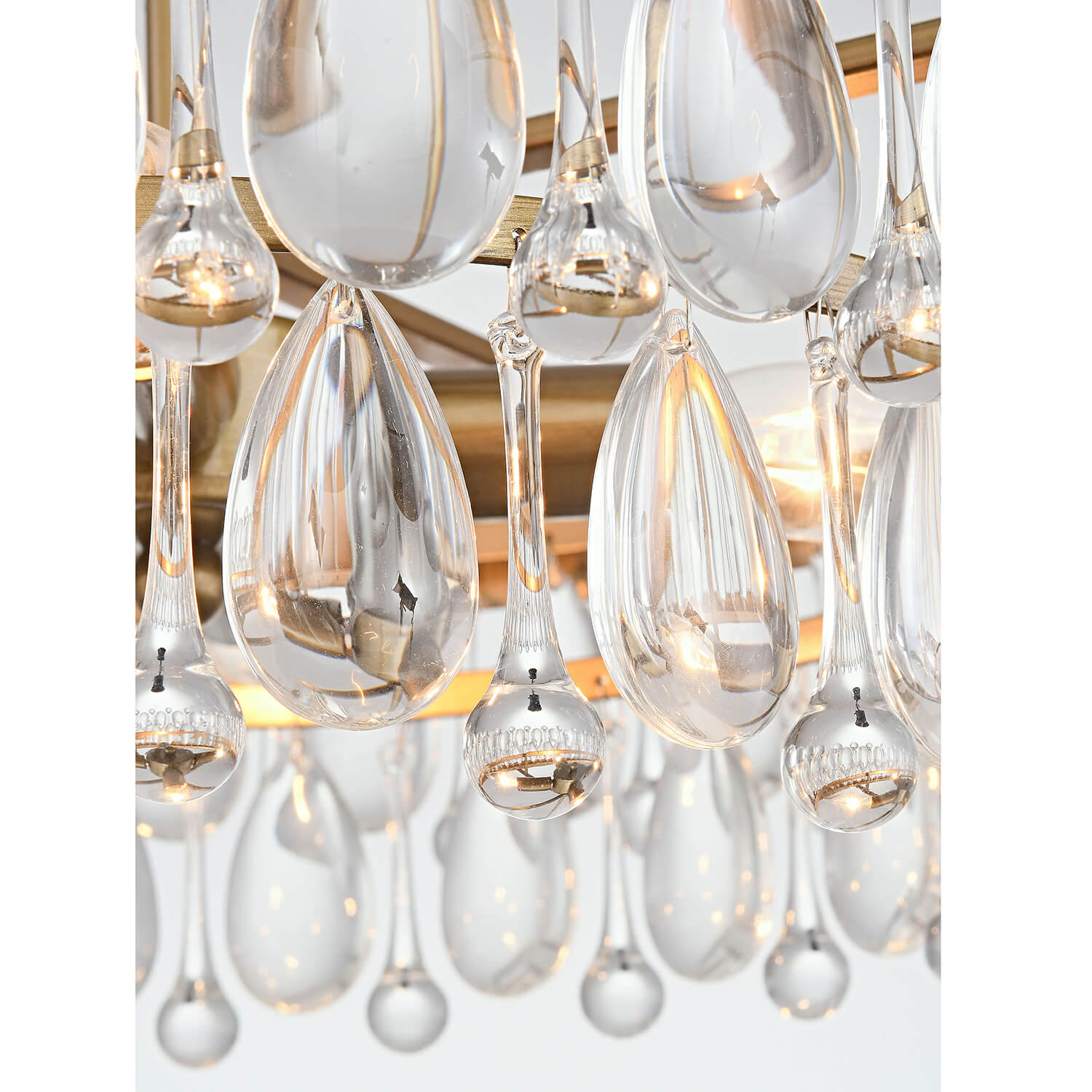 Viviana Brushed Brass 4-light Crystal Teardrop Round Chandelier LJ-1882-TUK