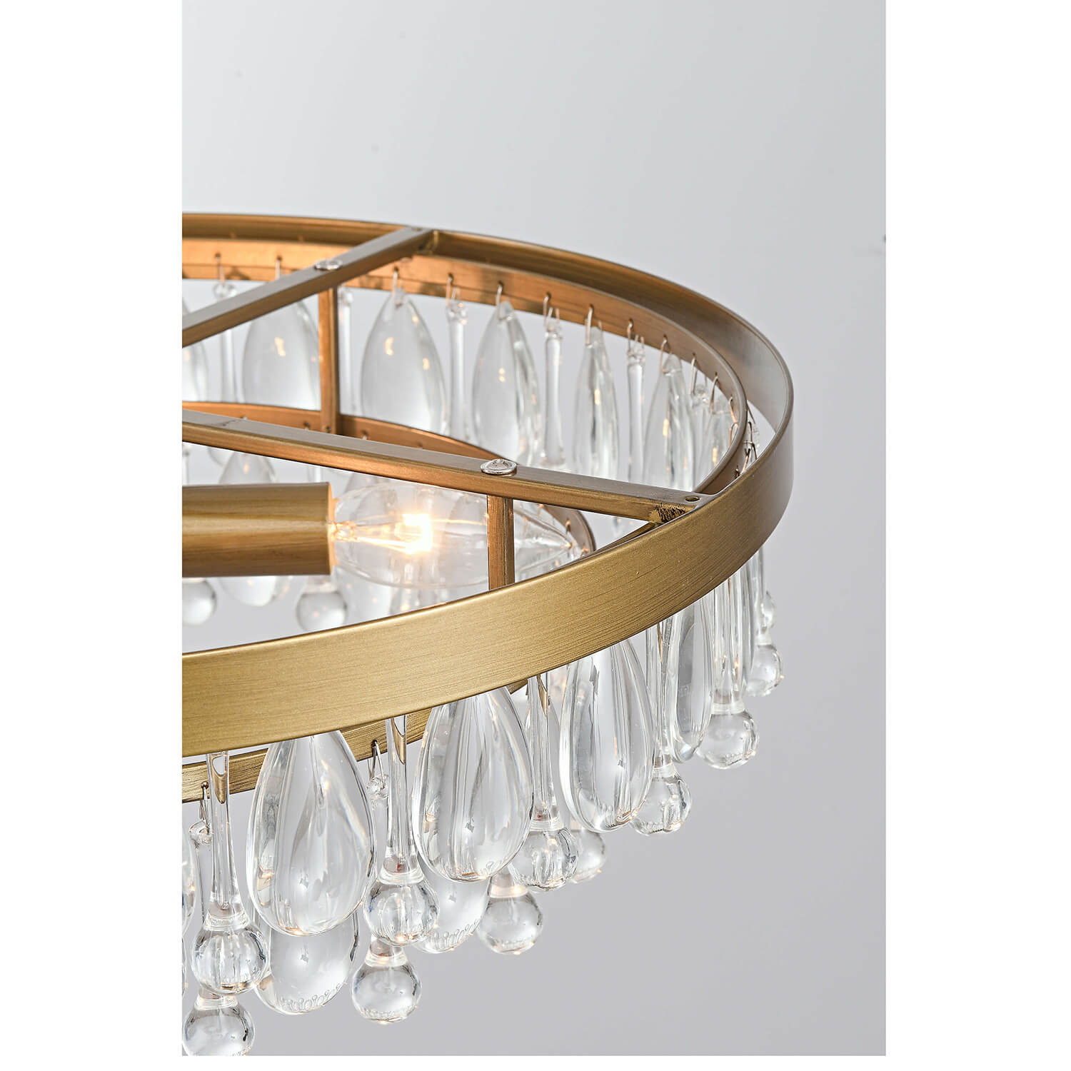 Viviana Brushed Brass 4-light Crystal Teardrop Round Chandelier LJ-1882-TUK