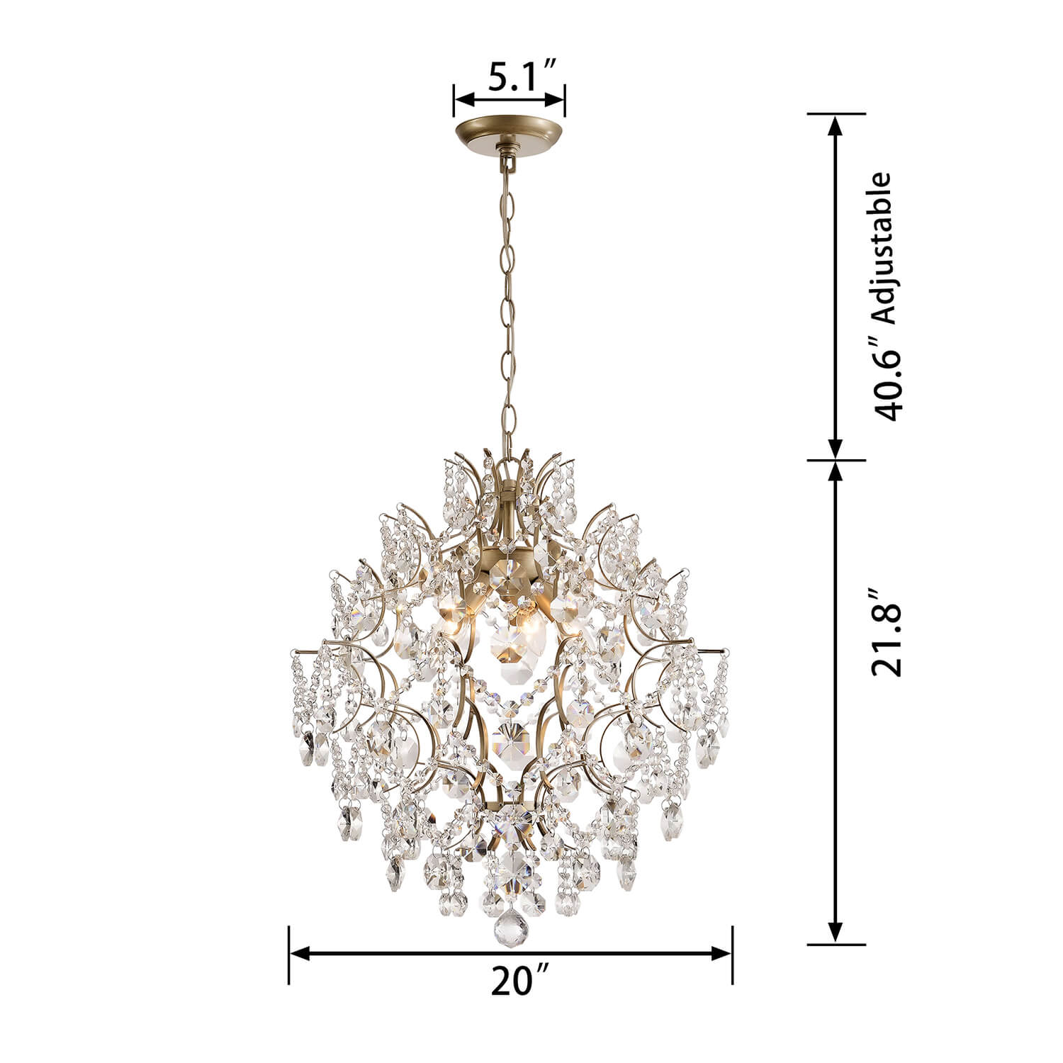 Dalia Brushed Silver-ish Champagne 5-Light Larger Crystal Chandelier LJ-2045-KZV