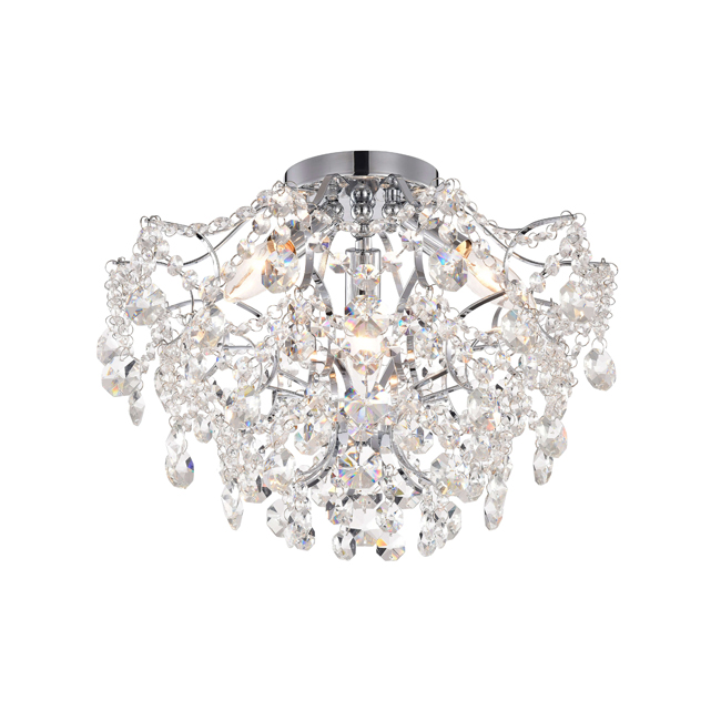 Dalia Elegant Indoor 3-light Chrome Crystal Flush Mount