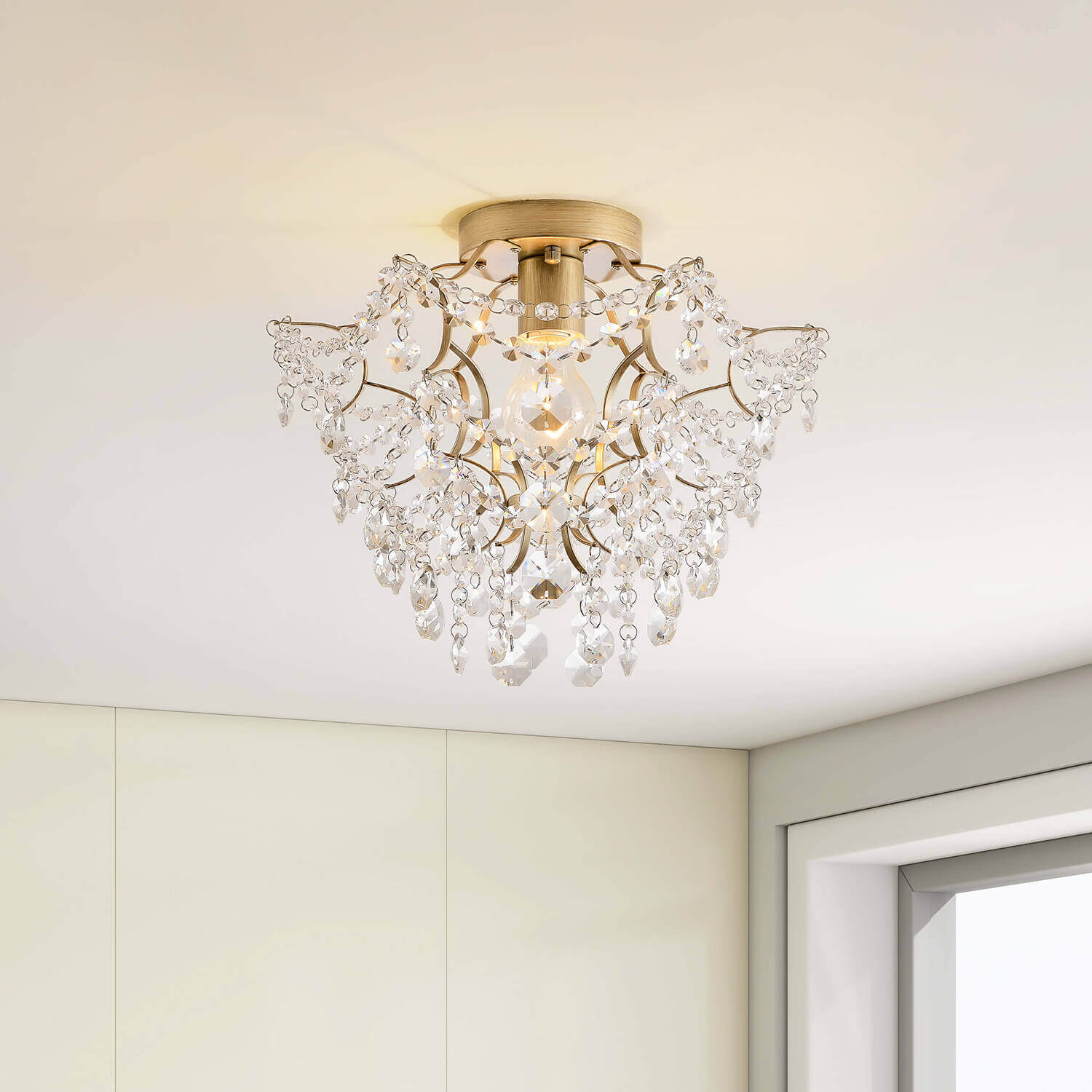 Dalia Single Light Mini Crystal Flush Mount LJ-3305-HKA