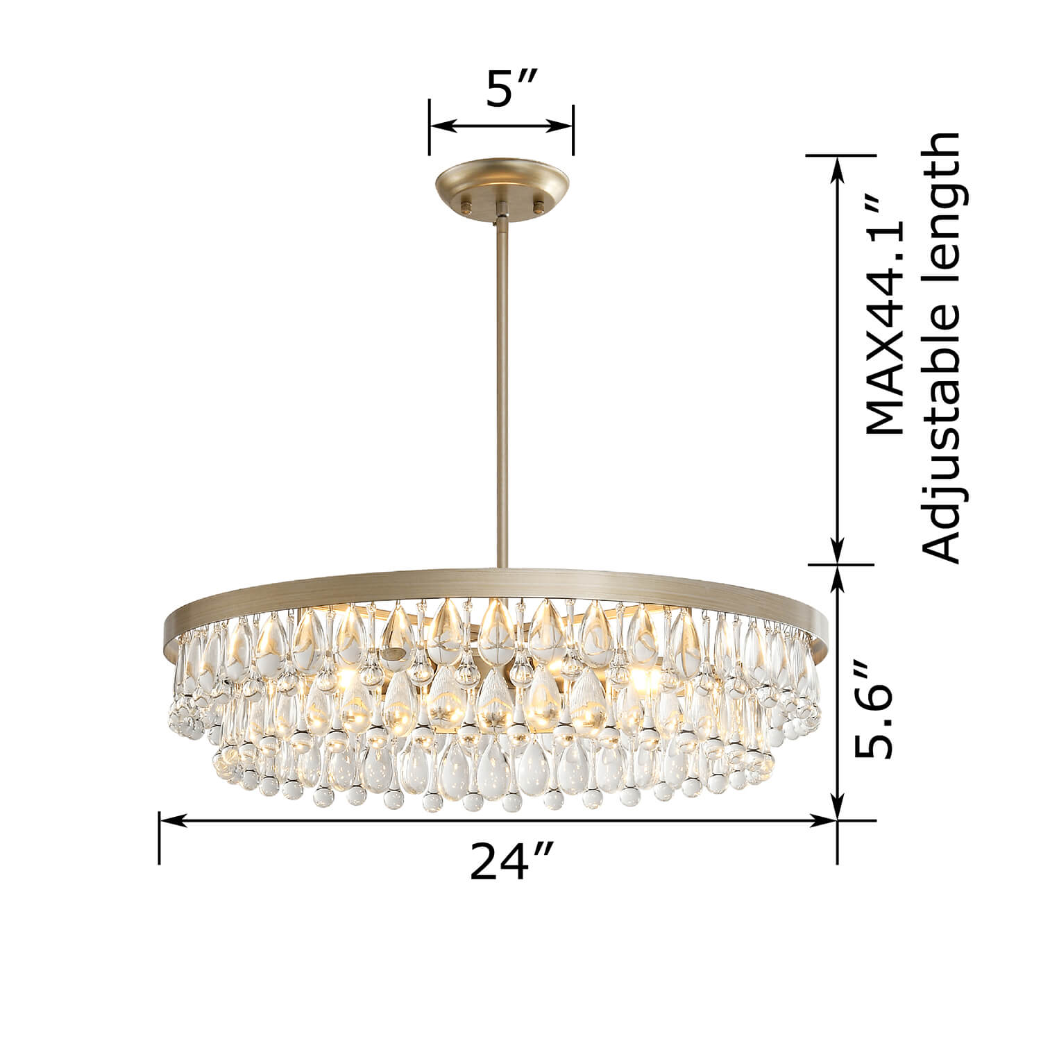 Viviana Brushed Champagne Silver Finish Crystal 6-light Chandelier LJ-3596-ZUP