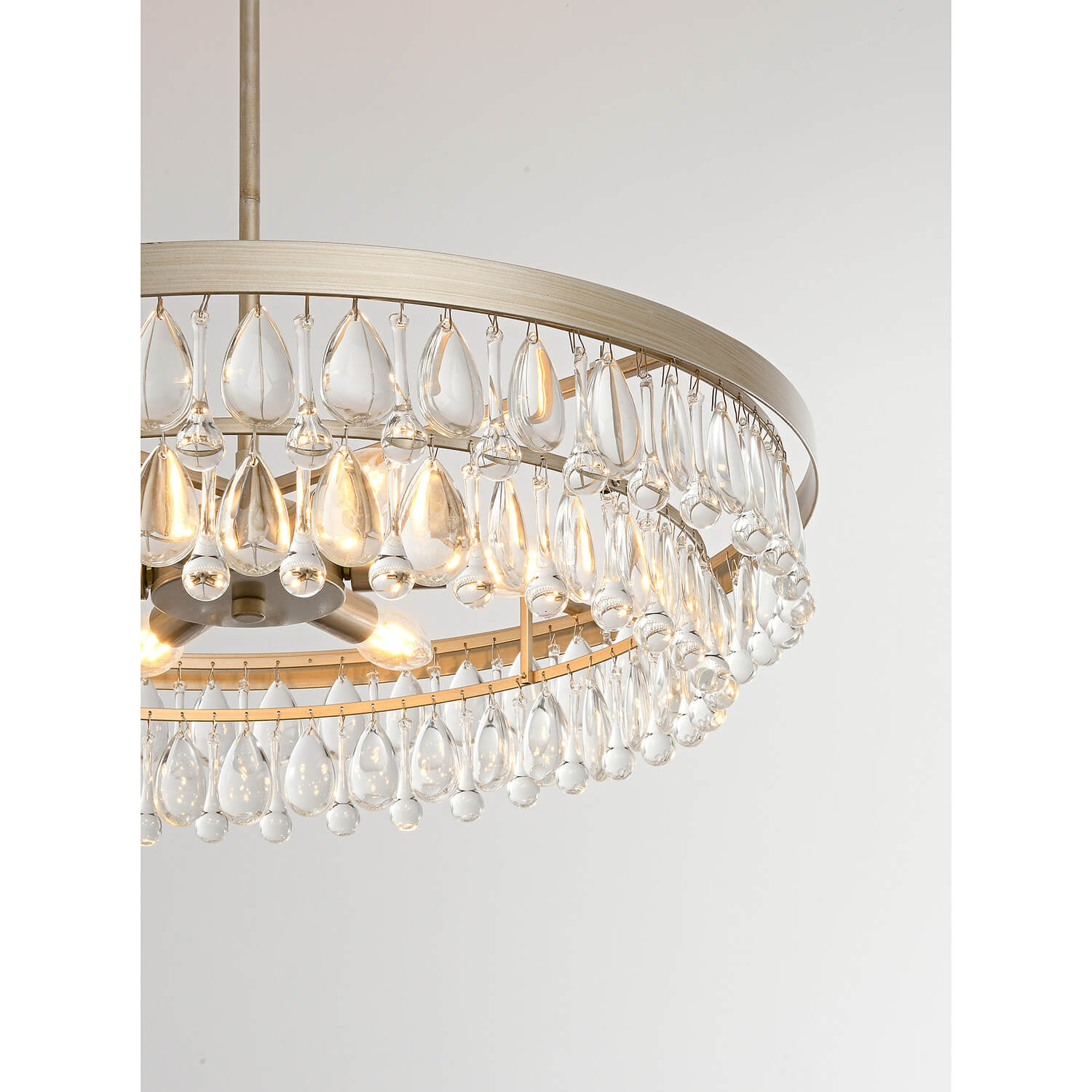 Viviana Brushed Champagne Silver Finish Crystal 6-light Chandelier LJ-3596-ZUP