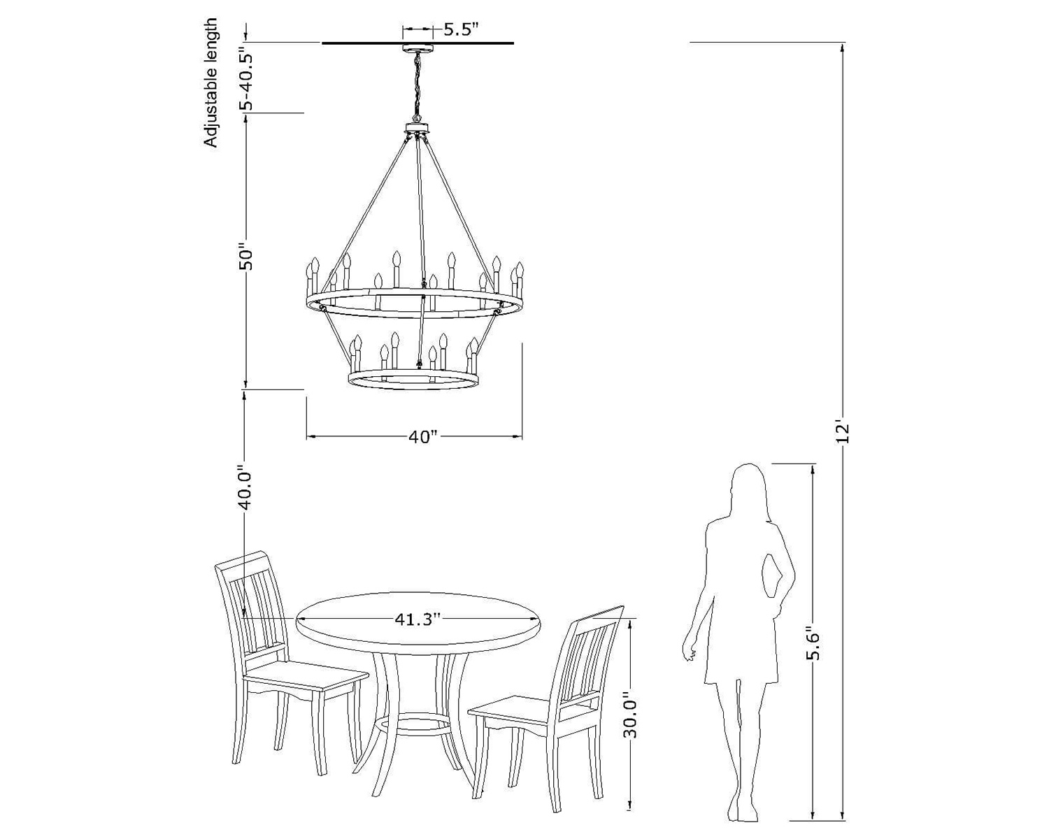 Joshua Round 20-Light 2-tier Wheel Candle Chandelier LJ-3601-MQT