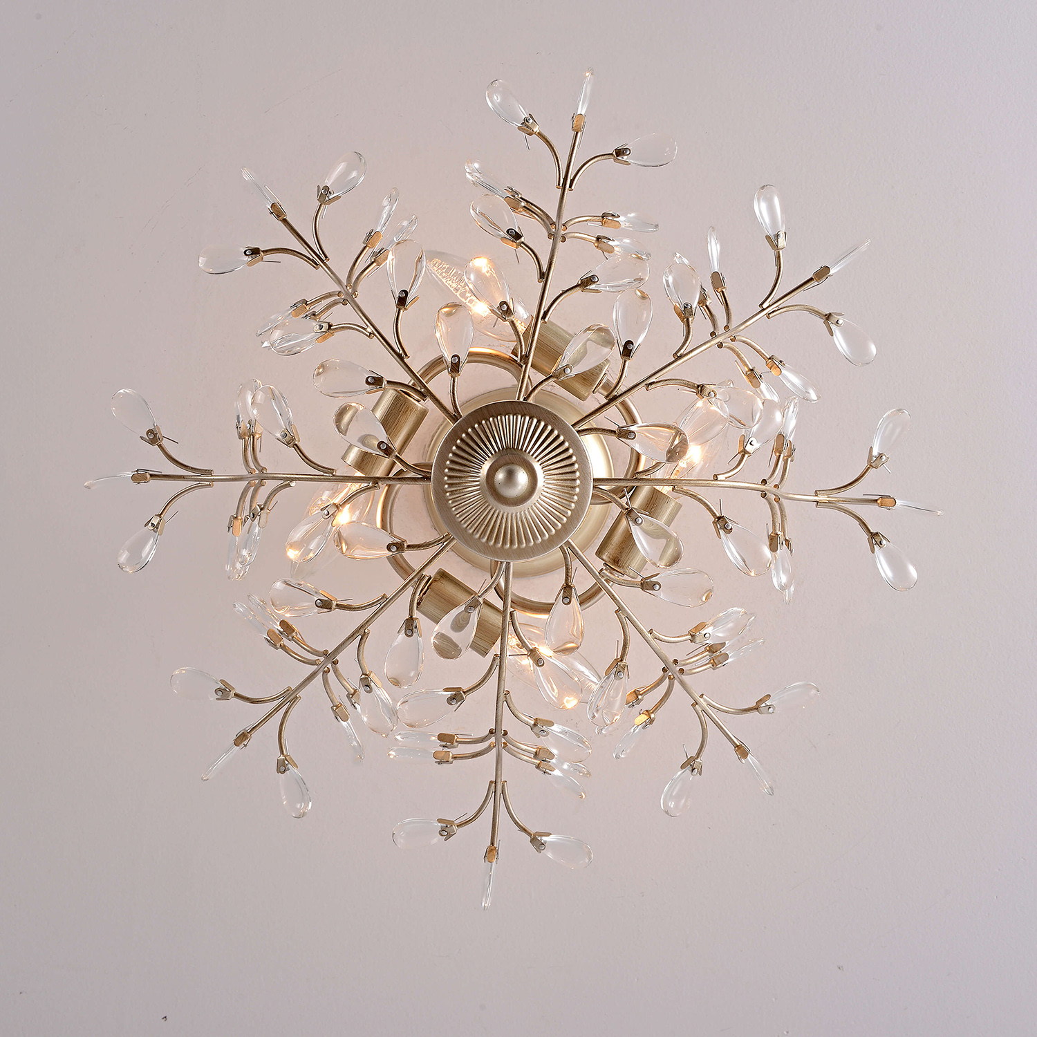 Flavia 4-light Crystal Bud 8-Branch Semi-Flush Mount LJ-3830-SHG