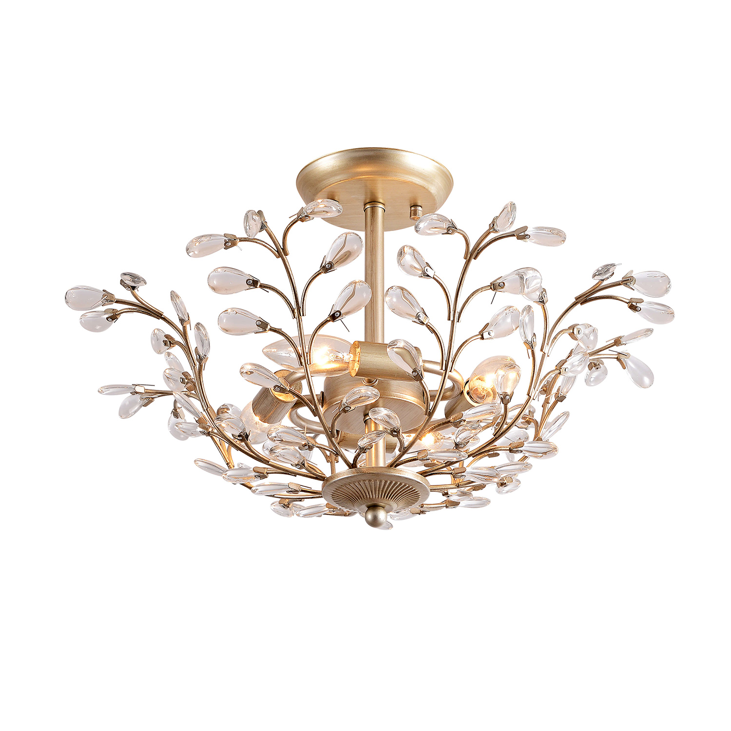 Flavia 4-light Crystal Bud 8-Branch Semi-Flush Mount LJ-3830-SHG