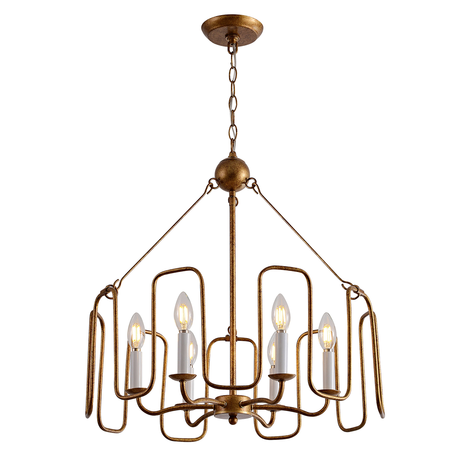 Aurelia 6-light Rustic Gold Finish Metal Drum Cage Chandelier LJ-4059-RDS