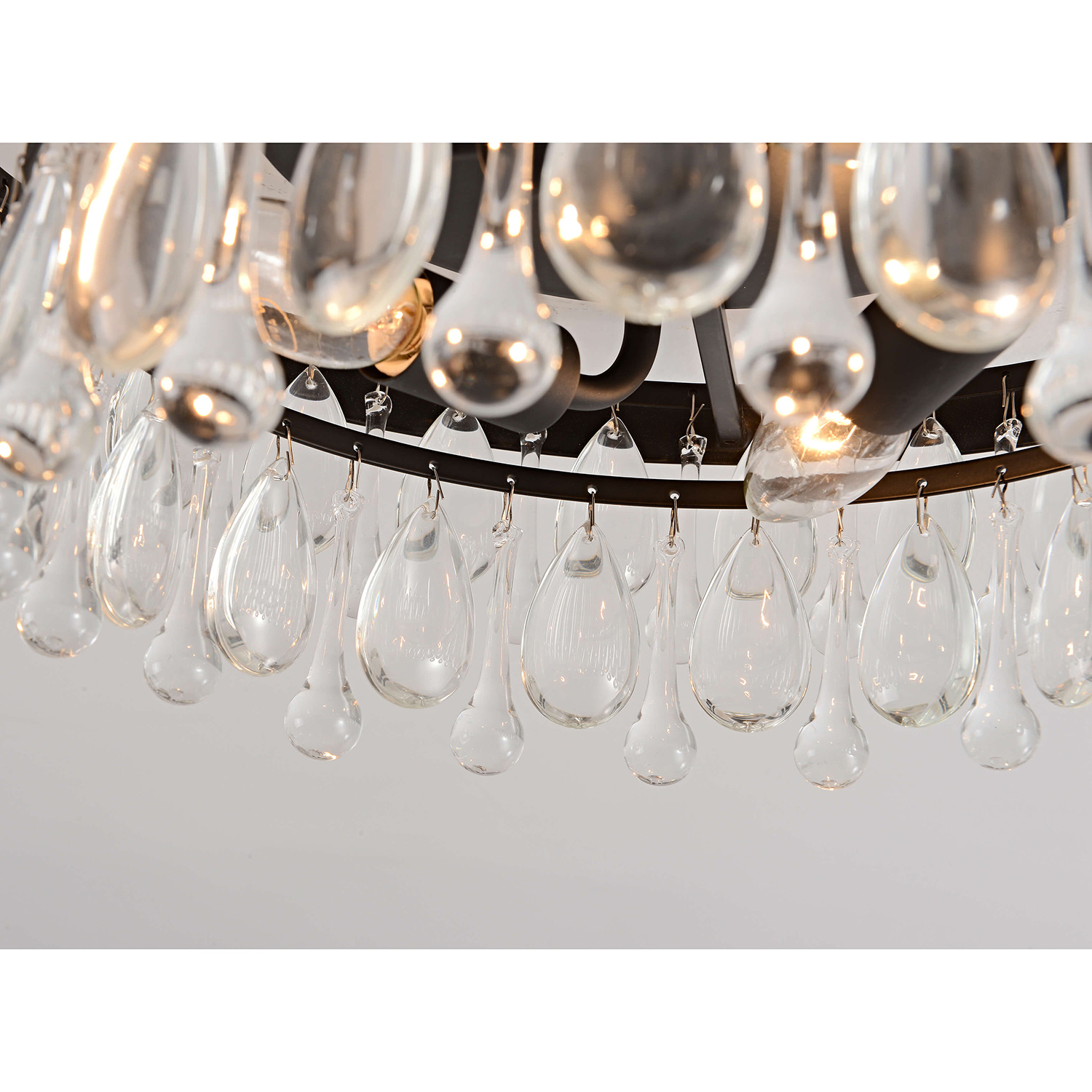 Viviana Black 3-light Flush Mount with Crystal Glass Teardrops LJ-4269-KTS