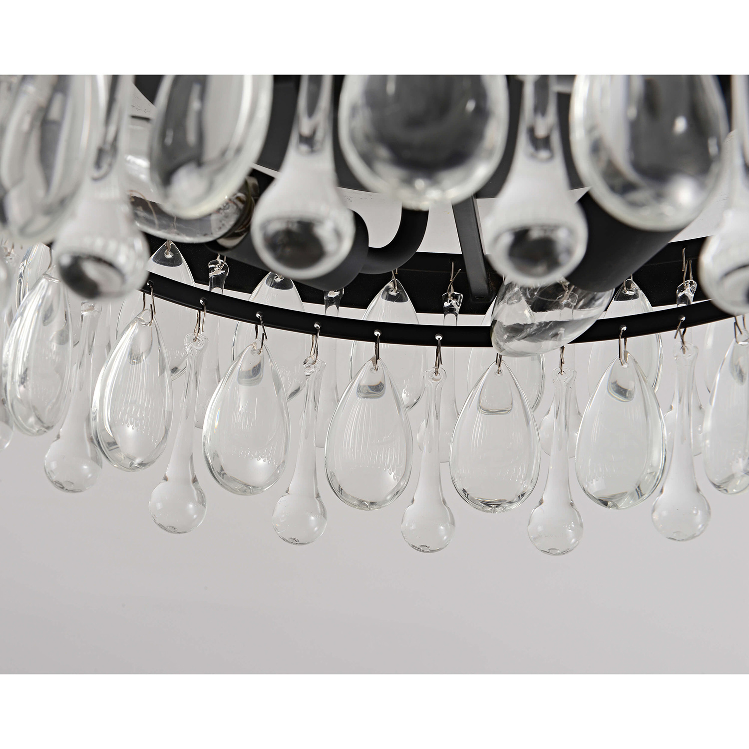 Viviana Black 3-light Flush Mount with Crystal Glass Teardrops LJ-4269-KTS