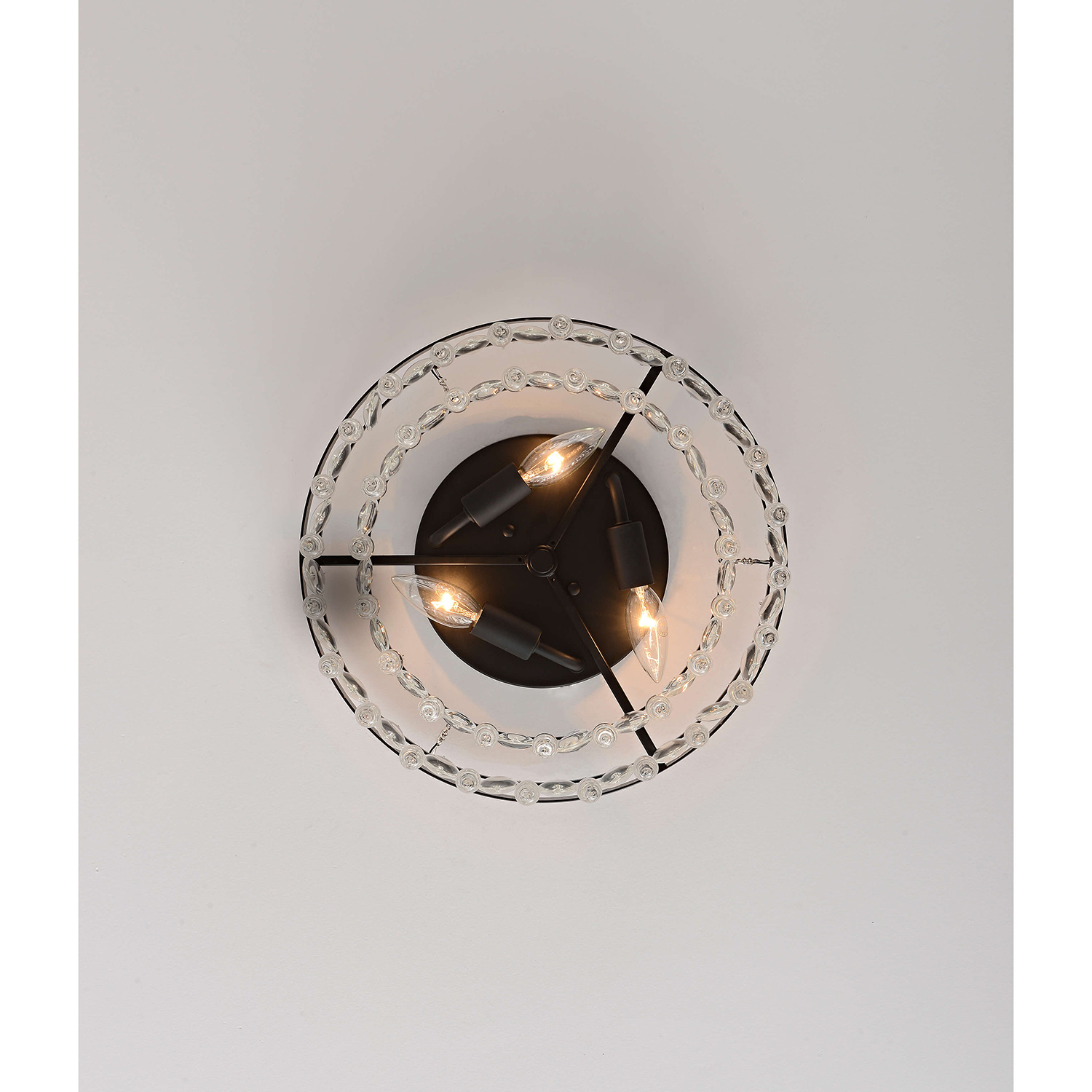 Viviana Black 3-light Flush Mount with Crystal Glass Teardrops LJ-4269-KTS