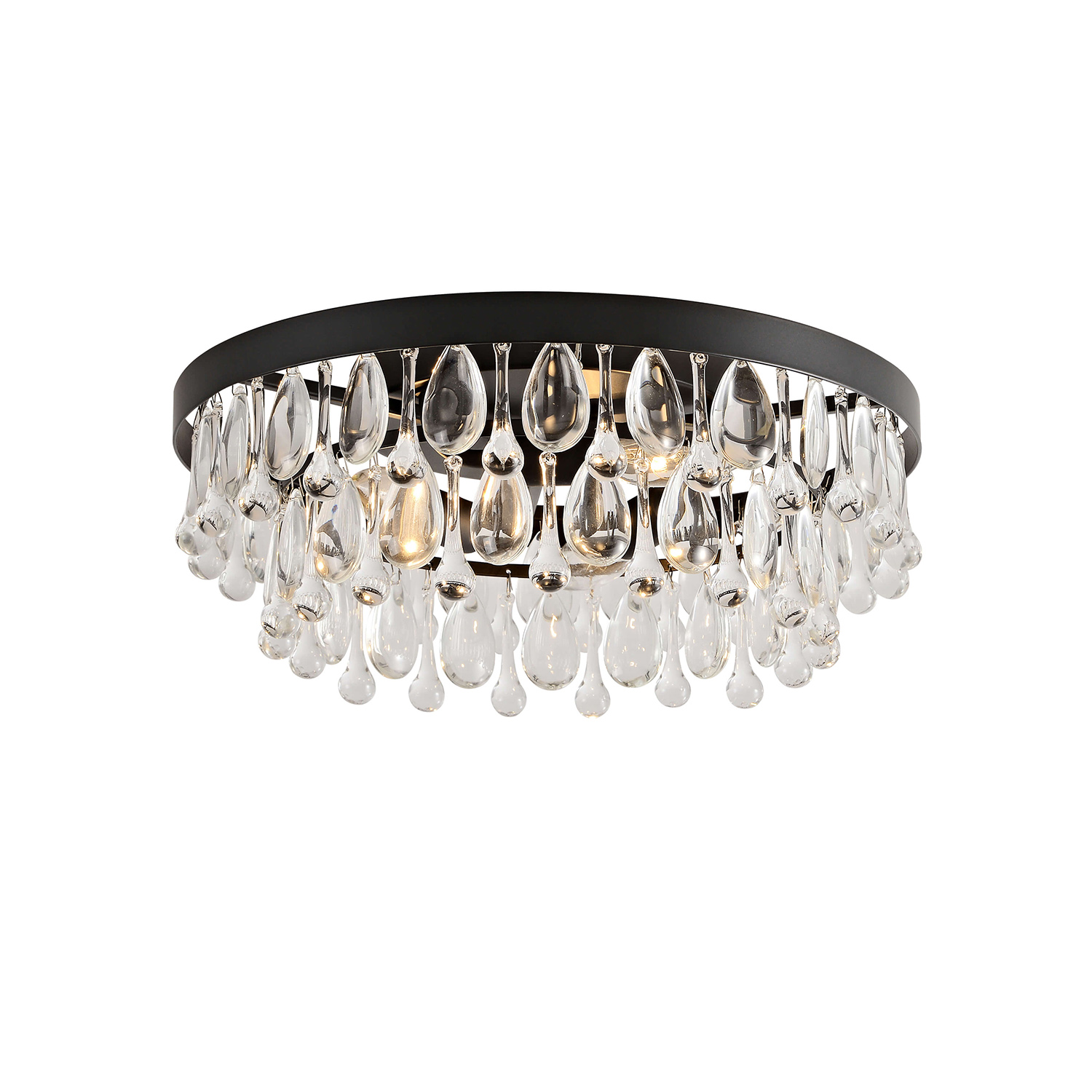 Viviana Black 3-light Flush Mount with Crystal Glass Teardrops LJ-4269-KTS