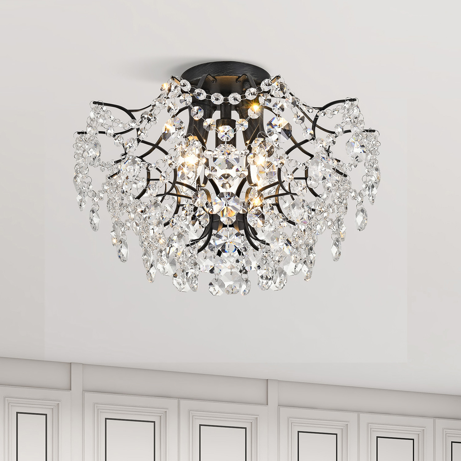 Dalia Elegant Indoor 3-light Crystal Flush Mount LJ-4295-MAT