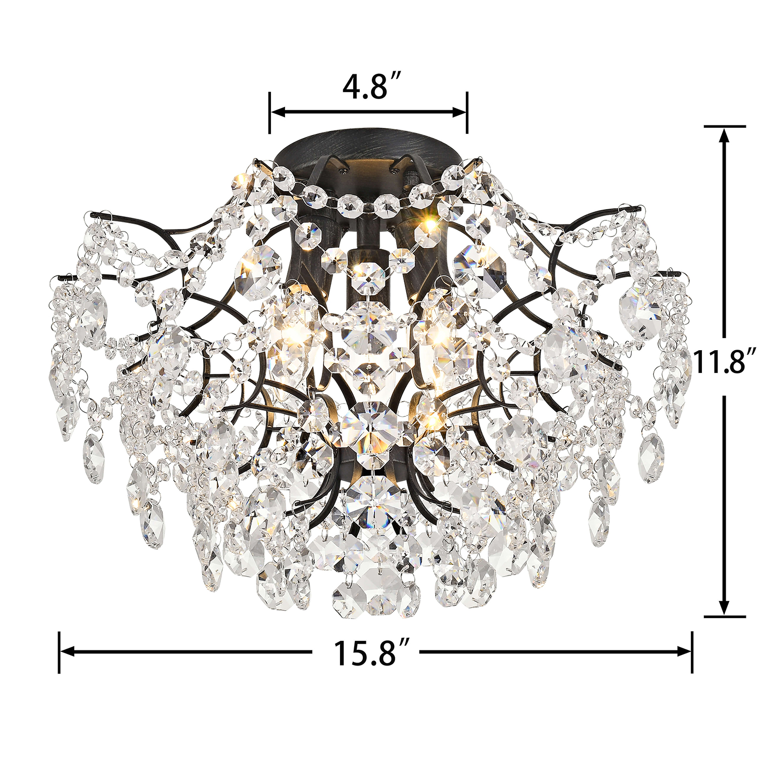 Dalia Elegant Indoor 3-light Crystal Flush Mount LJ-4295-MAT