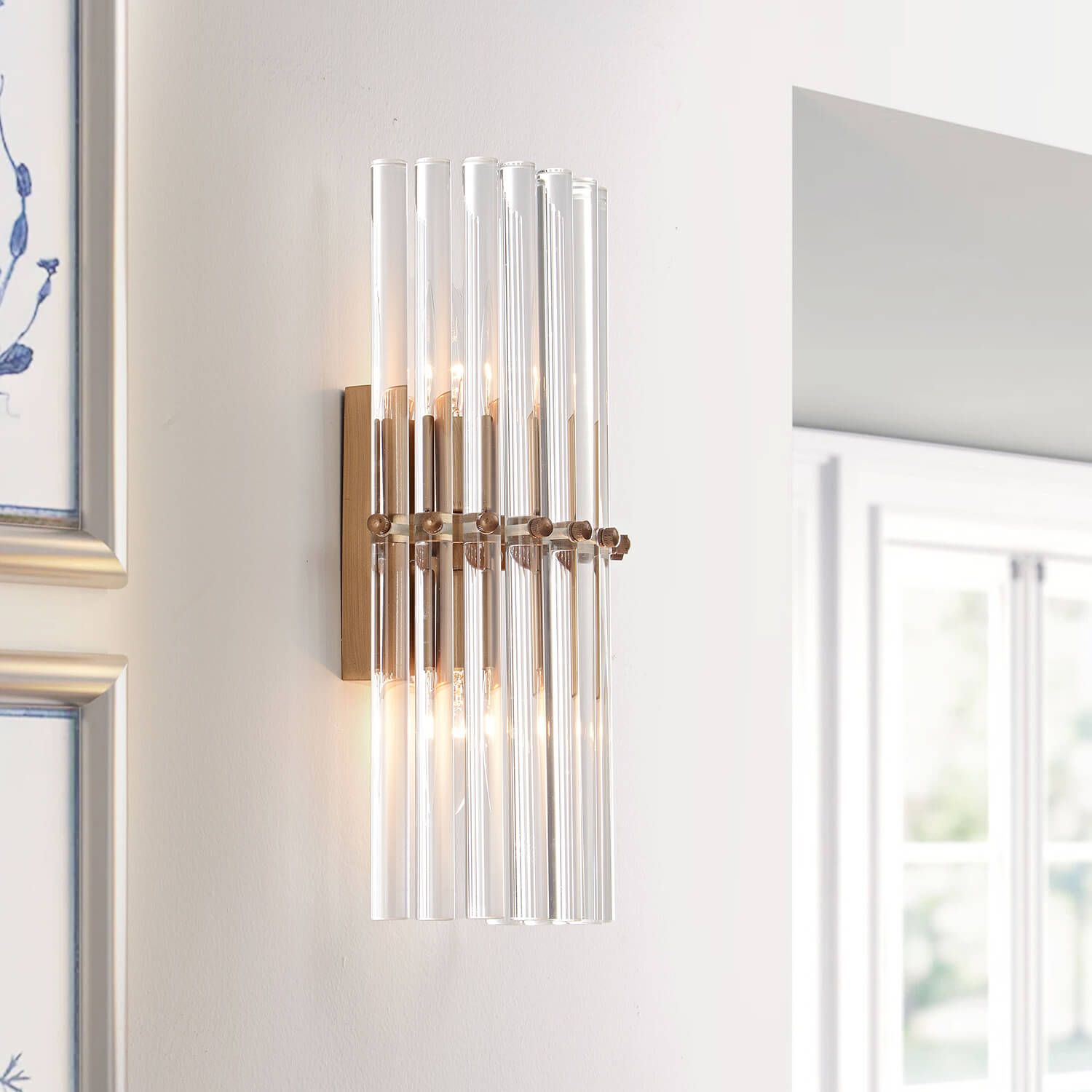 Casandra 2-Light Solid Crystal Glass Bars Mini Wall Sconce LJ-5067-NDSR