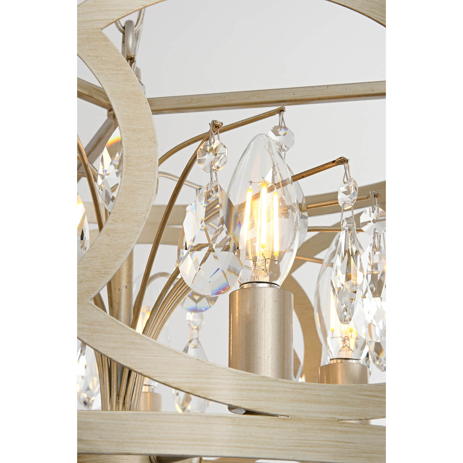 Aurelia 5-light Brushed Champagne Silver Metal Cage Drum Chandelier LJ-5652-ULX