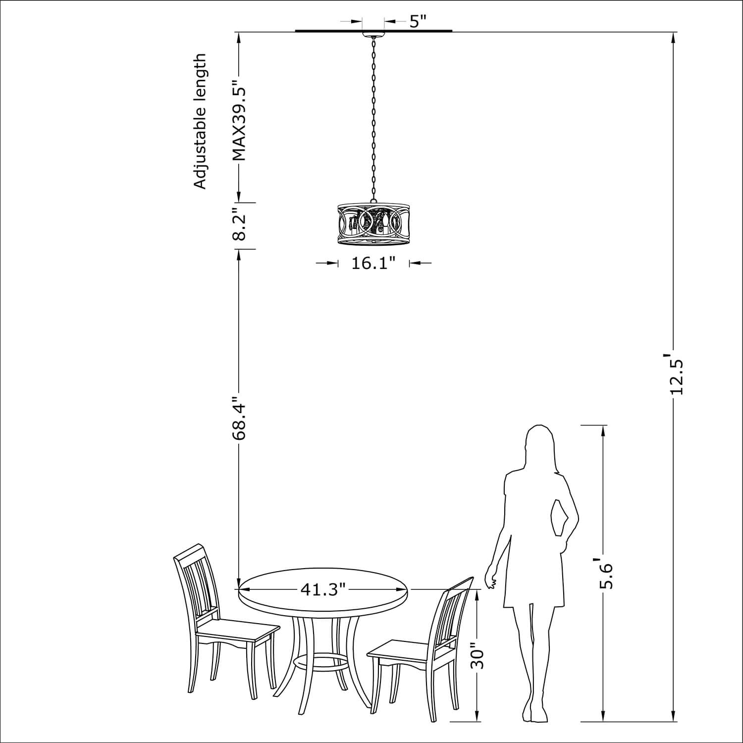 Aurelia 5-light Brushed Champagne Silver Metal Cage Drum Chandelier LJ-5652-ULX