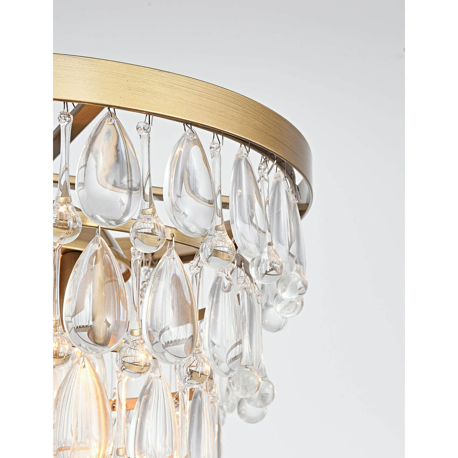 Viviana 4-light Crystal Teardrop Round Chandelier in Brushed Brass LJ-5656-SPJ