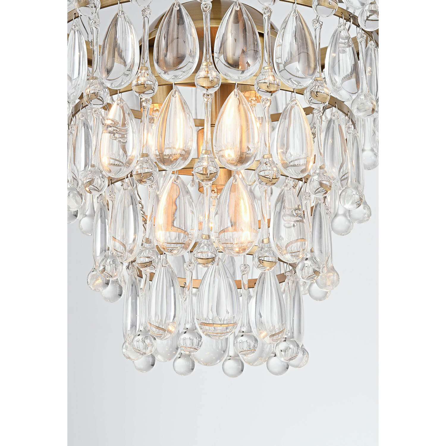 Viviana 4-light Crystal Teardrop Round Chandelier in Brushed Brass LJ-5656-SPJ