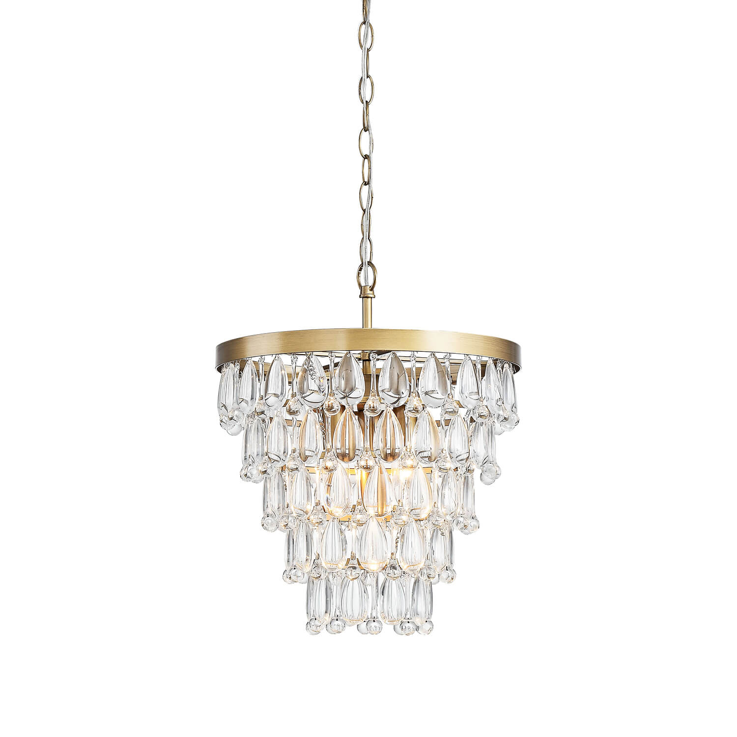 Viviana 4-light Crystal Teardrop Round Chandelier in Brushed Brass LJ-5656-SPJ