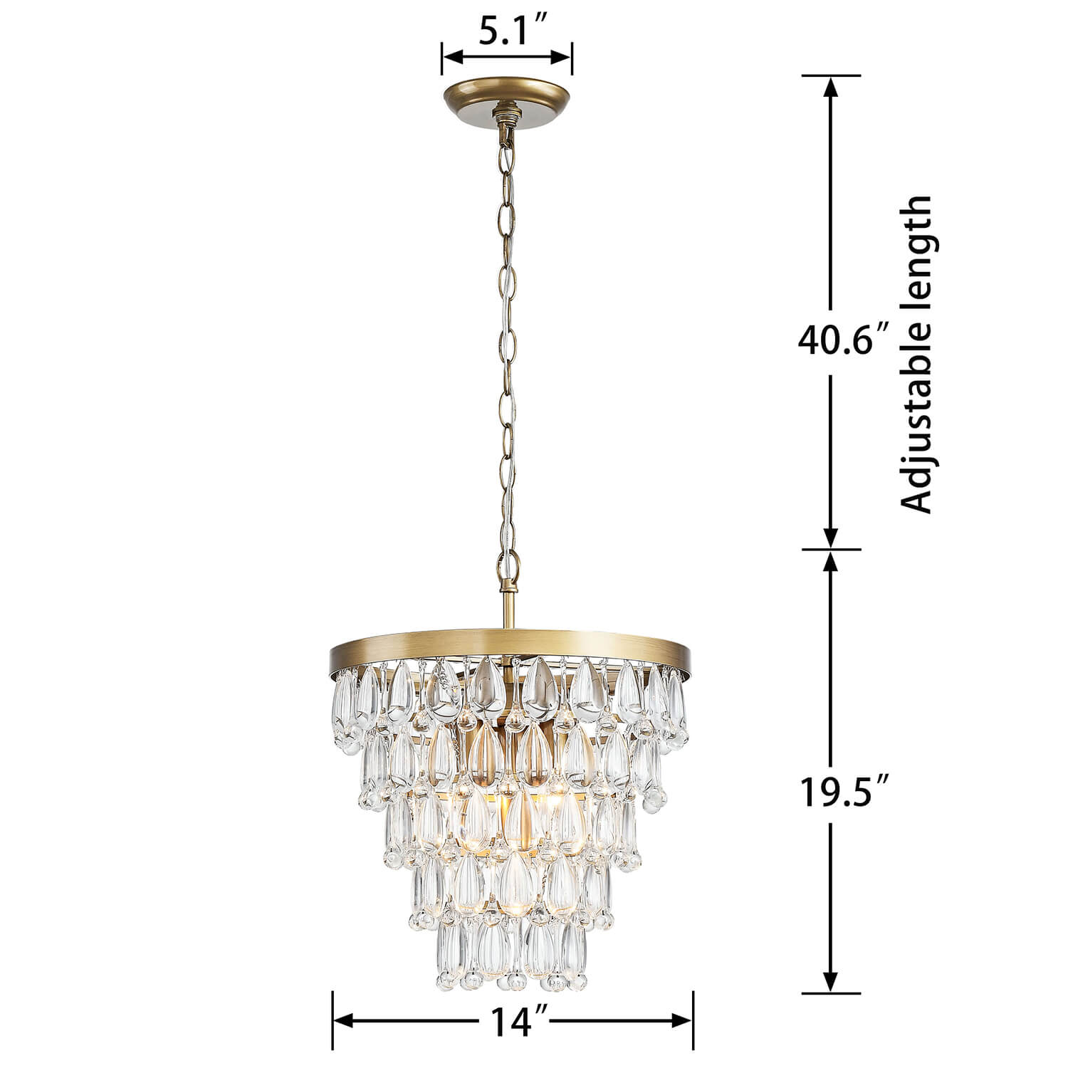 Viviana 4-light Crystal Teardrop Round Chandelier in Brushed Brass LJ-5656-SPJ