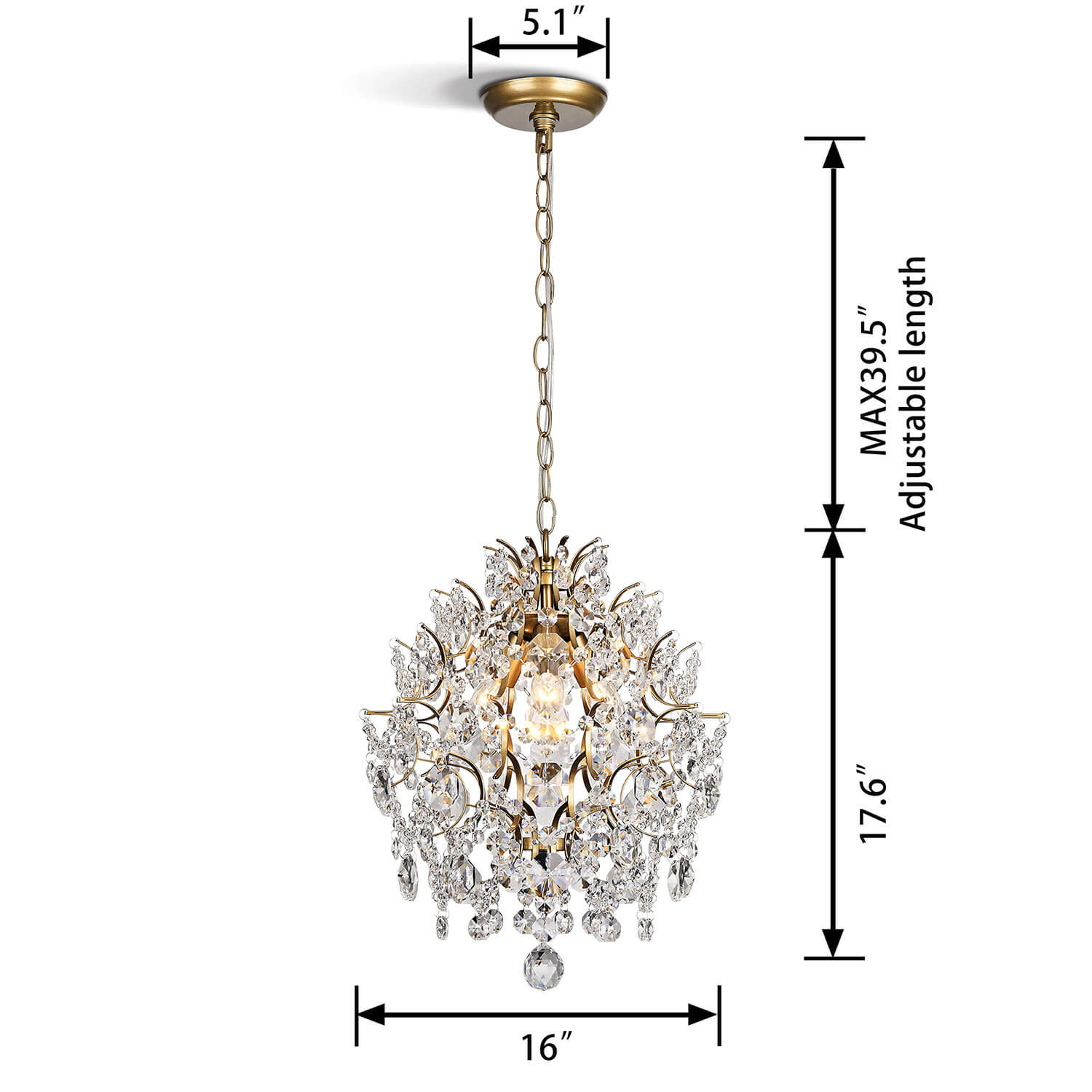 Dalia Indoor 3-light Brushed Brass Crystal Chandelier LJ-5722-DVA