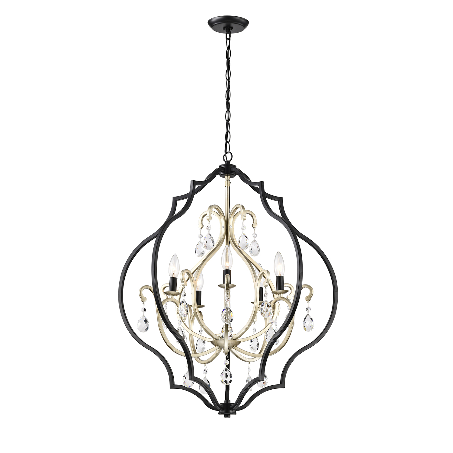 Adoncia Black and Brushed Silverish Champagne Crystal Chandelier LJ-5798-JAL