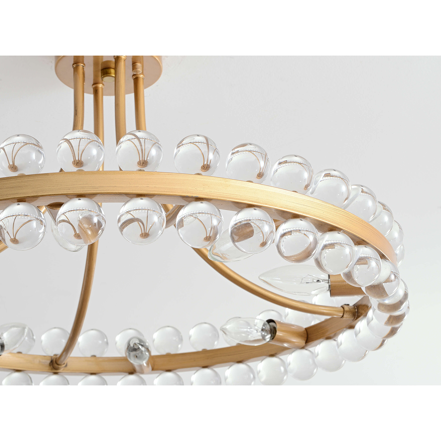 Abigail 8-Light Brushed Brass Wagon Wheel Crystal Semi-Flush Mount LJ-6013-AHX