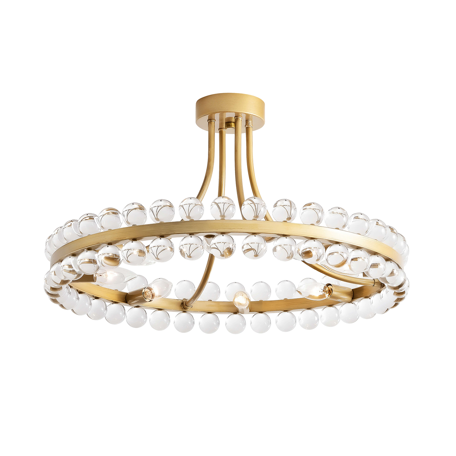 Abigail 8-Light Brushed Brass Wagon Wheel Crystal Semi-Flush Mount LJ-6013-AHX