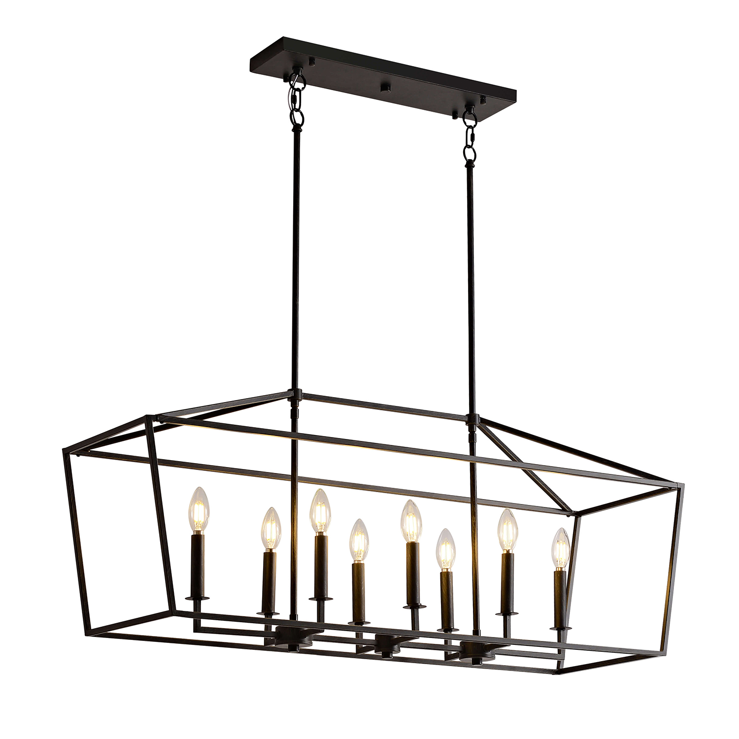 Joshua 8-Light Antique Black Rectangle Candle Chandelier LJ-6231-MZJ