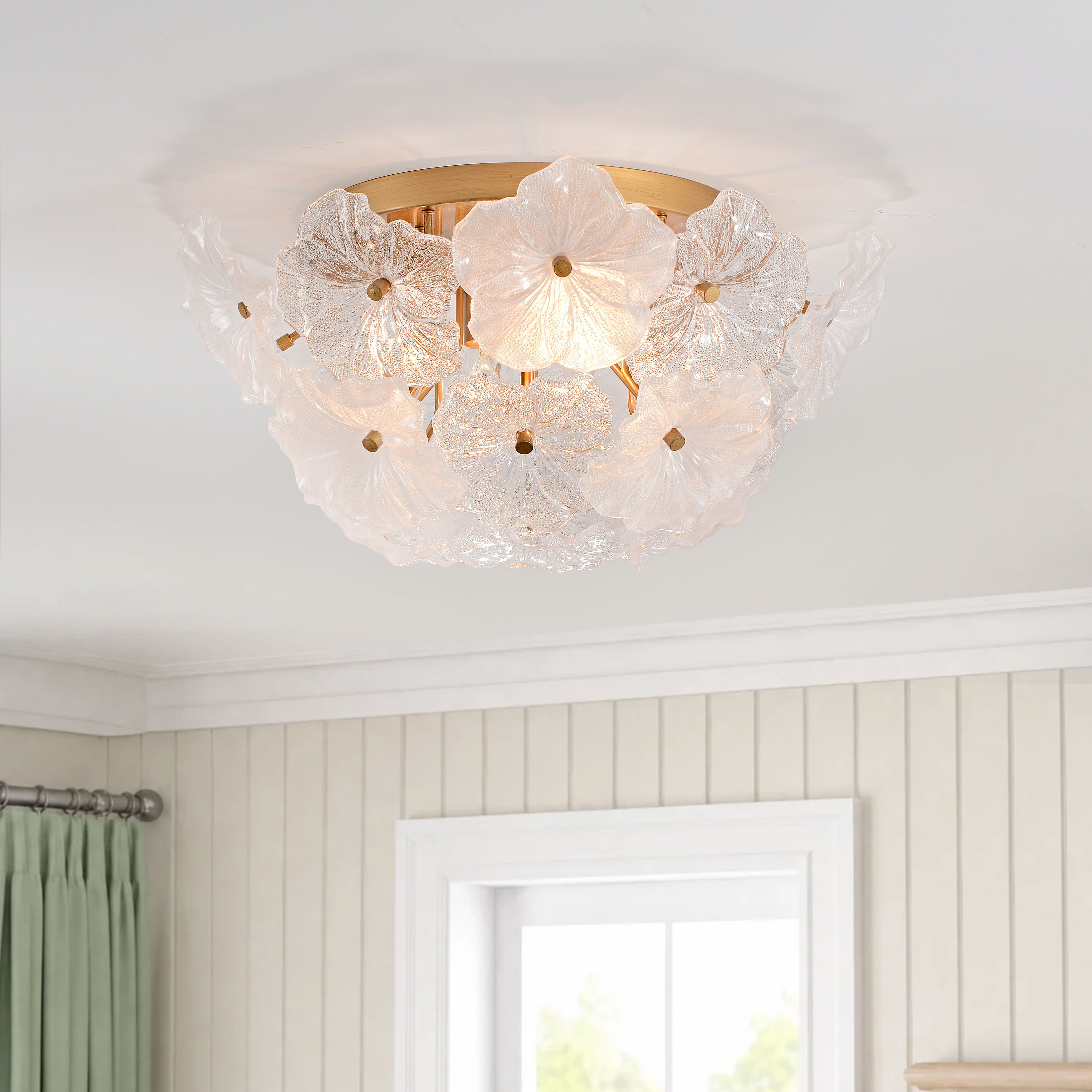 Jojospring Frieda Modern 4-Light 19.5" Brushed Brass Clear Glass Flower Flush Mount LJ-6896-ULNF