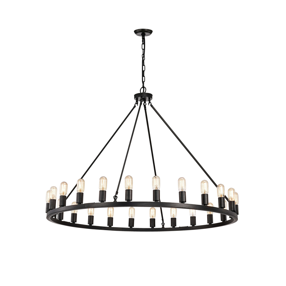 Eva 24-light Antique Black Metal Round Chandelier LJ-7046-QEV