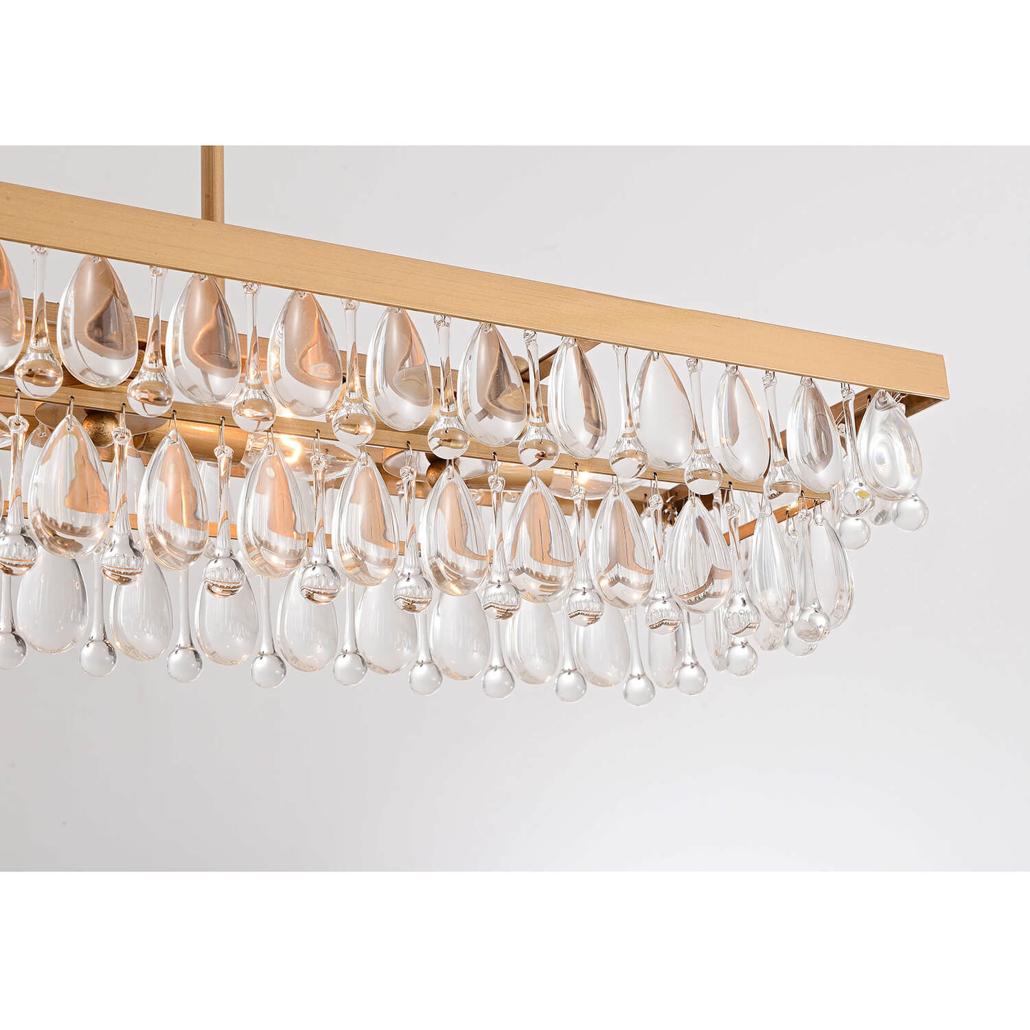 Anya Brushed Brass 8-Light Teardrop Rectangle Larger Chandelier LJ-7951-QEL