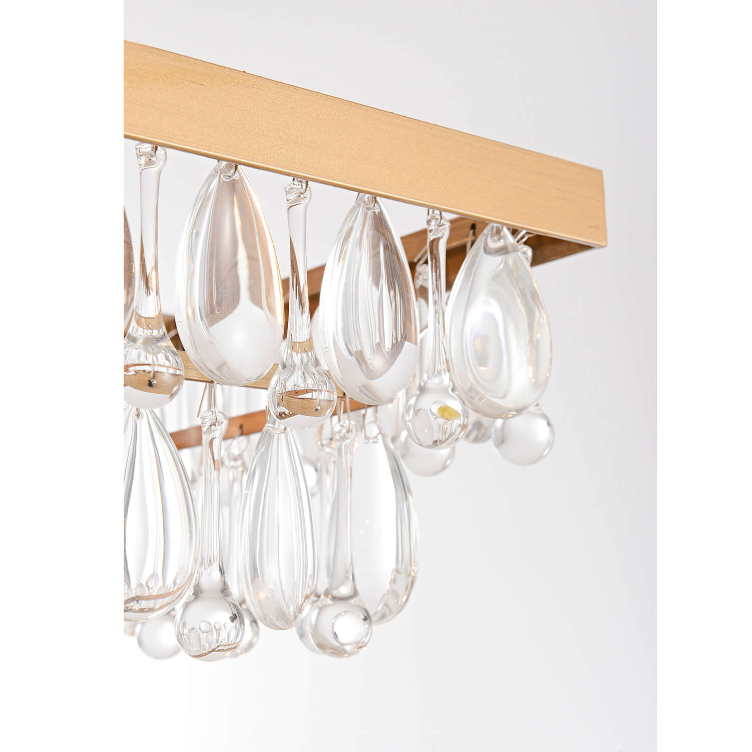 Anya Brushed Brass 8-Light Teardrop Rectangle Larger Chandelier LJ-7951-QEL