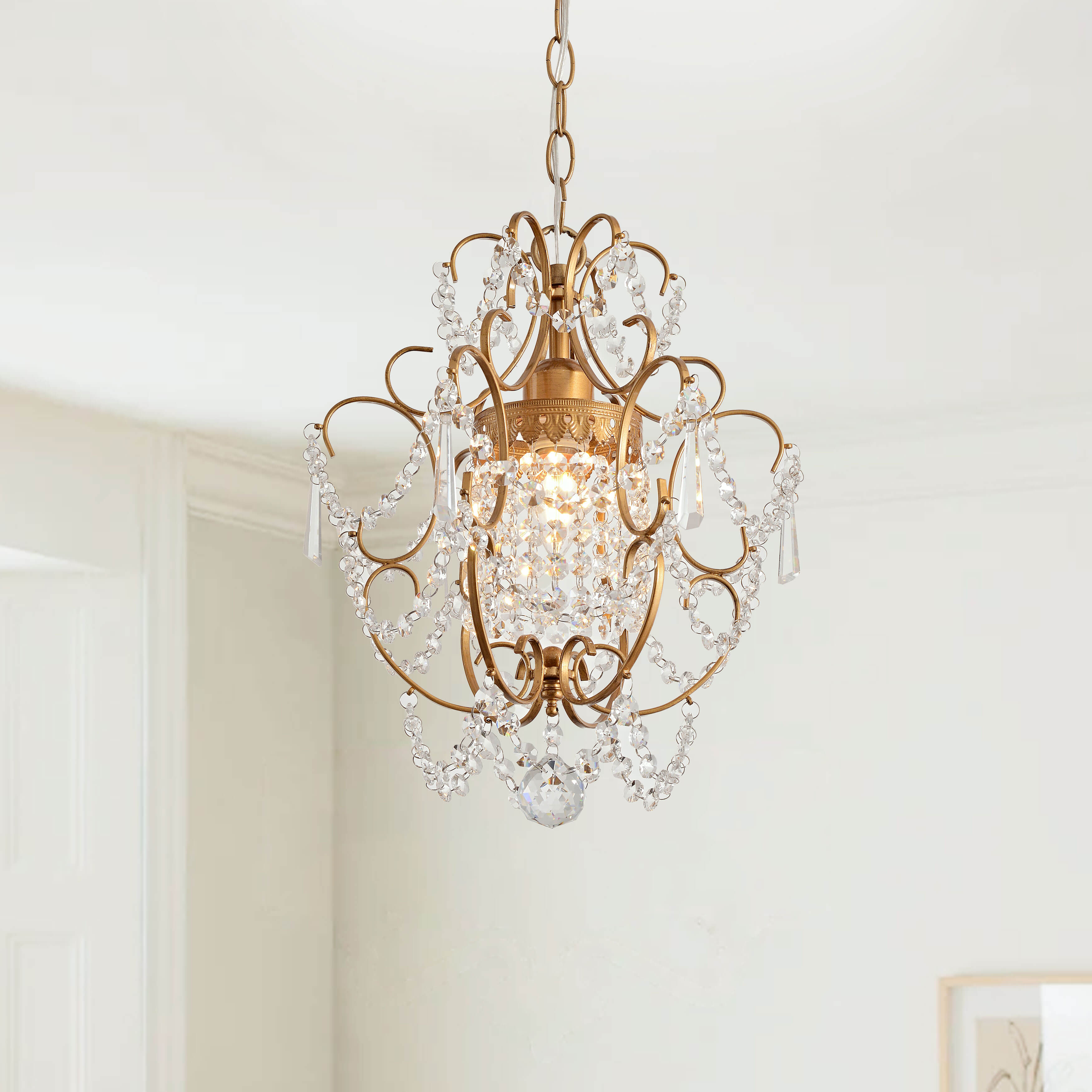 Dalia Glam 1 Light Mini Crystal Chandelier- Brushed Brass LJ-8136-YAXZ