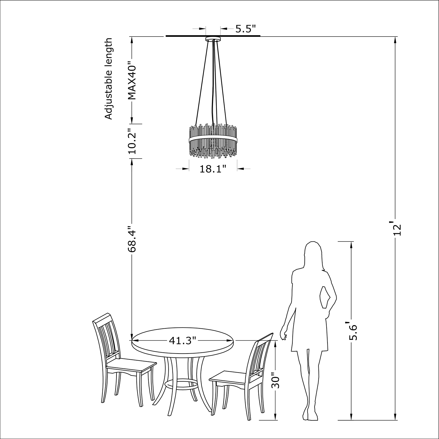 Casandra 5-light Gold Drum Chandelier with Clear Glass Bars LJ-8351-VQR