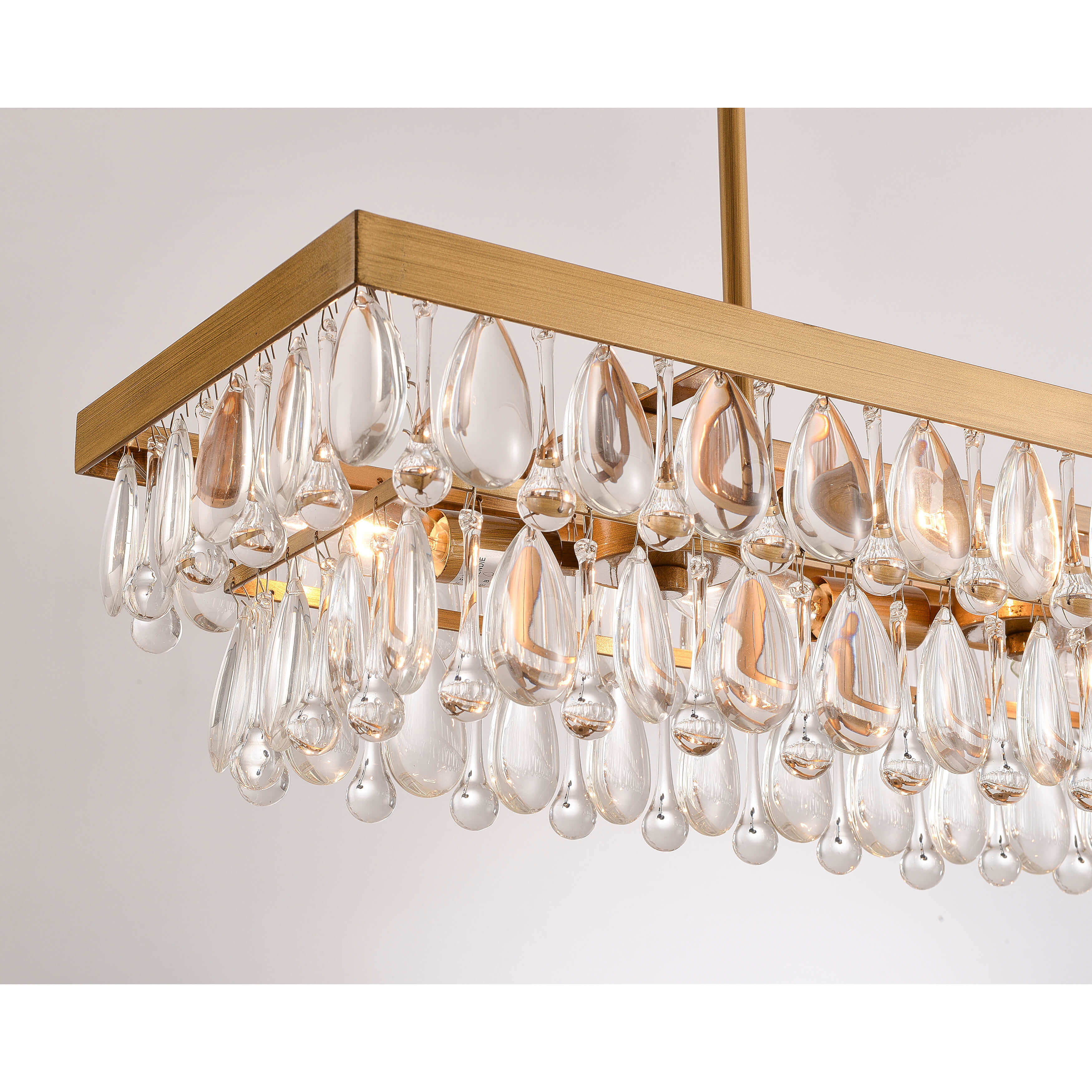 Viviana Brushed Brass 6-light Crystal Teardrop Rectangle Chandelier LJ-8903-CSR