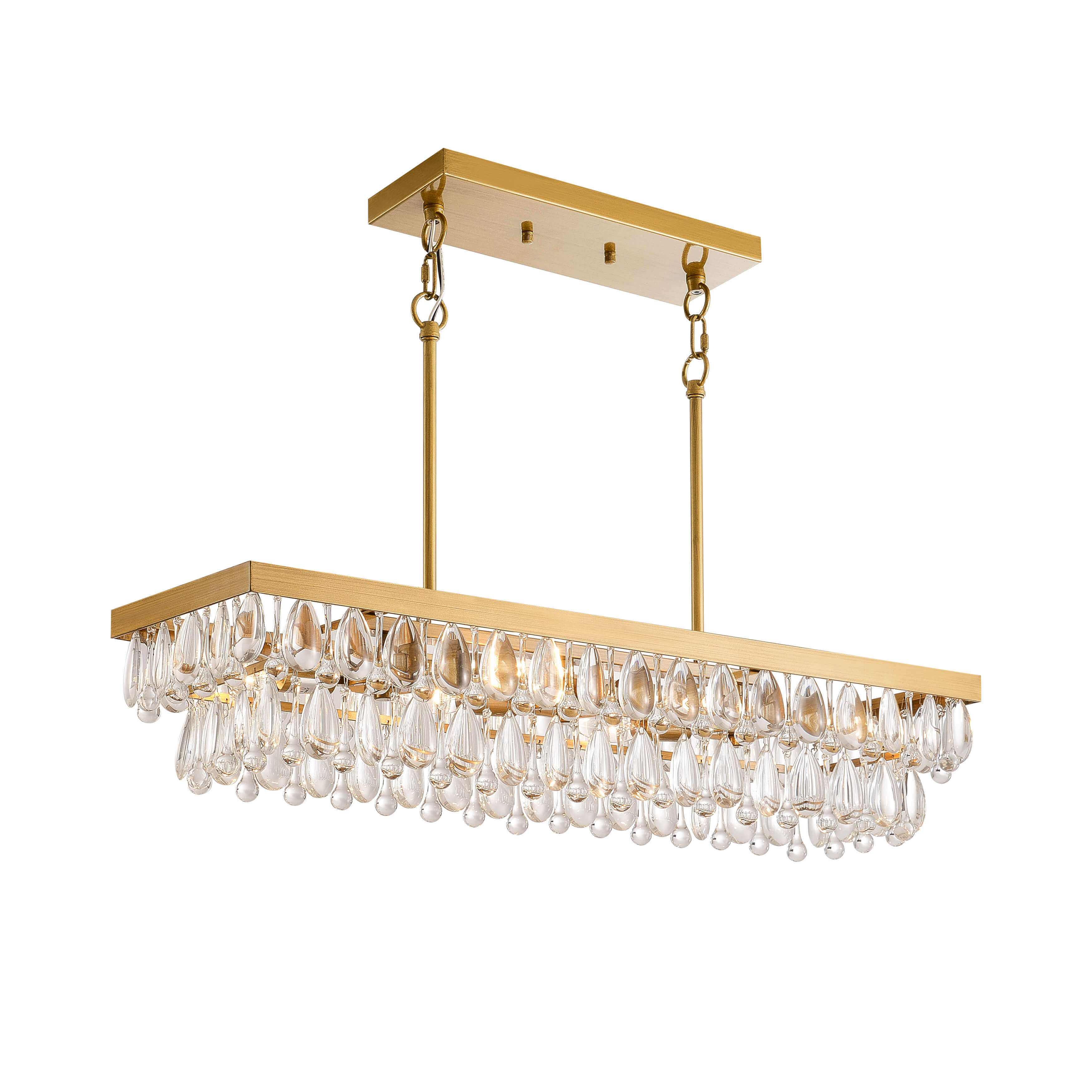 Viviana Brushed Brass 6-light Crystal Teardrop Rectangle Chandelier LJ-8903-CSR